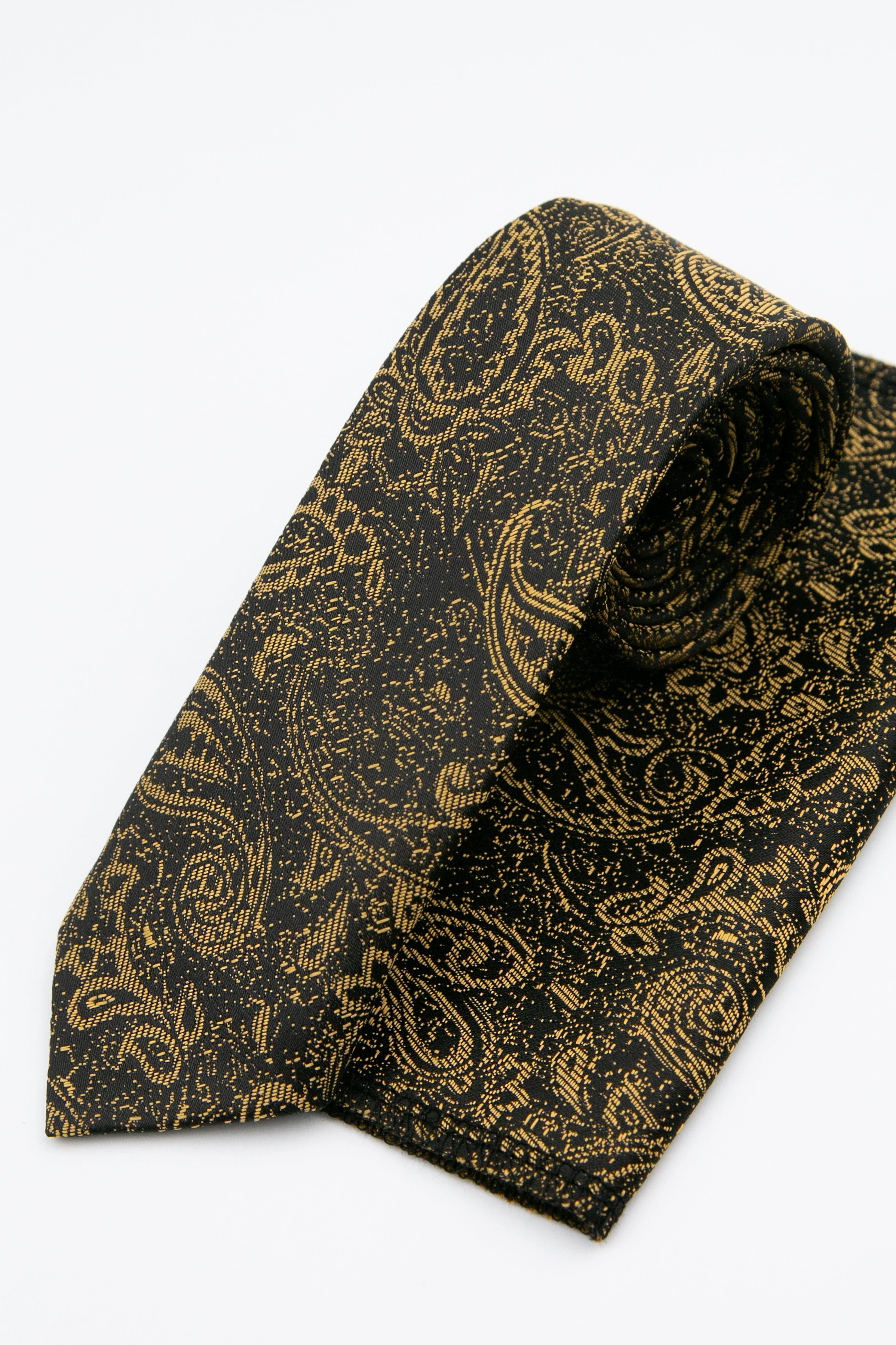 Boys’ Paisley Slim Tie & Pocket Square Set - Gold Set Picture