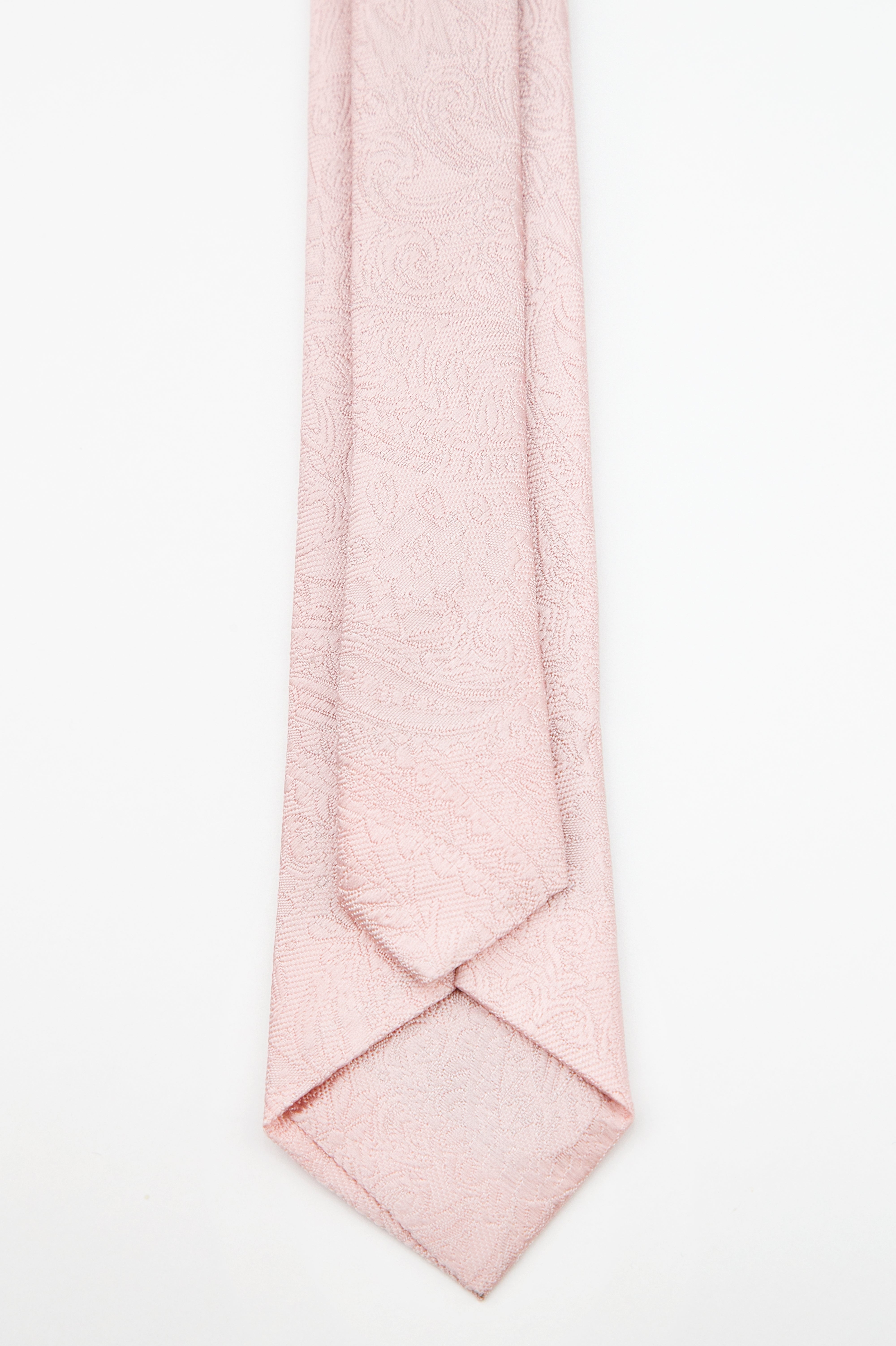 Boys’ Pastel Paisley Slim Tie & Pocket Square Set - Blush Pink Back Picture