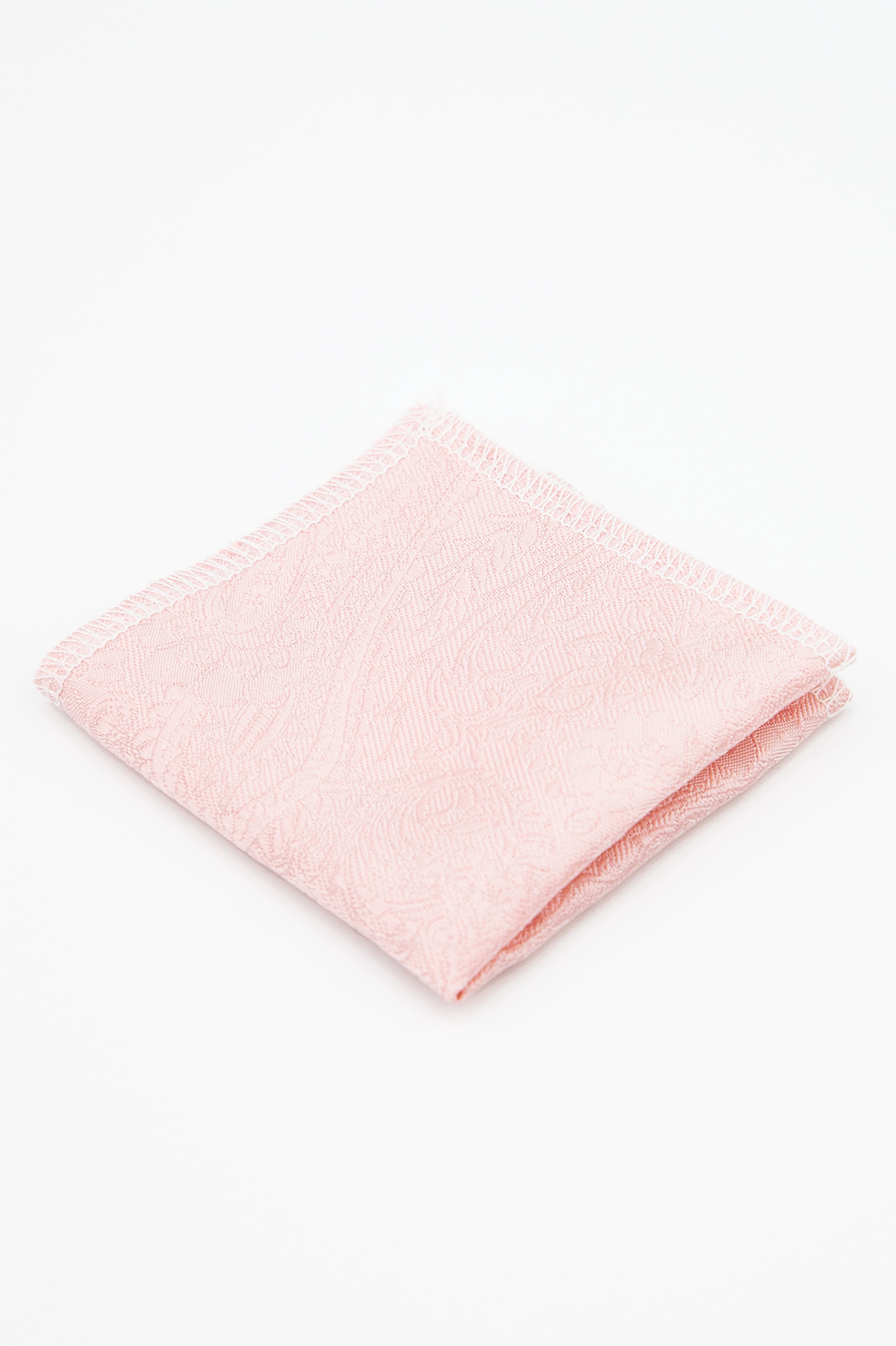 Boys’ Pastel Paisley Slim Tie & Pocket Square Set - Blush Pink Hanky Picture