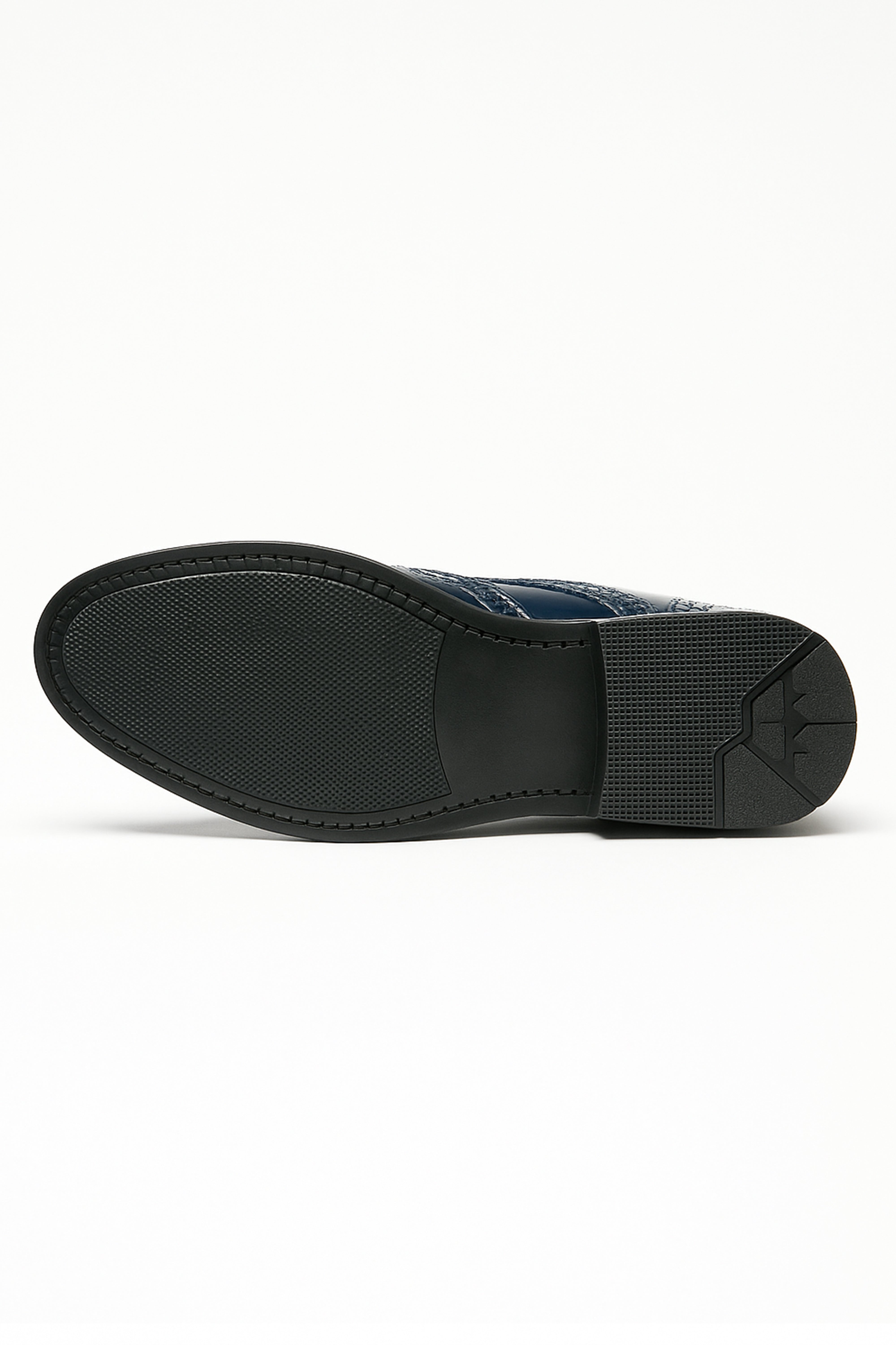 Boys’ Patent Derby Brogue Lace-Up Dress Shoes - Navy Blue Sole Picture