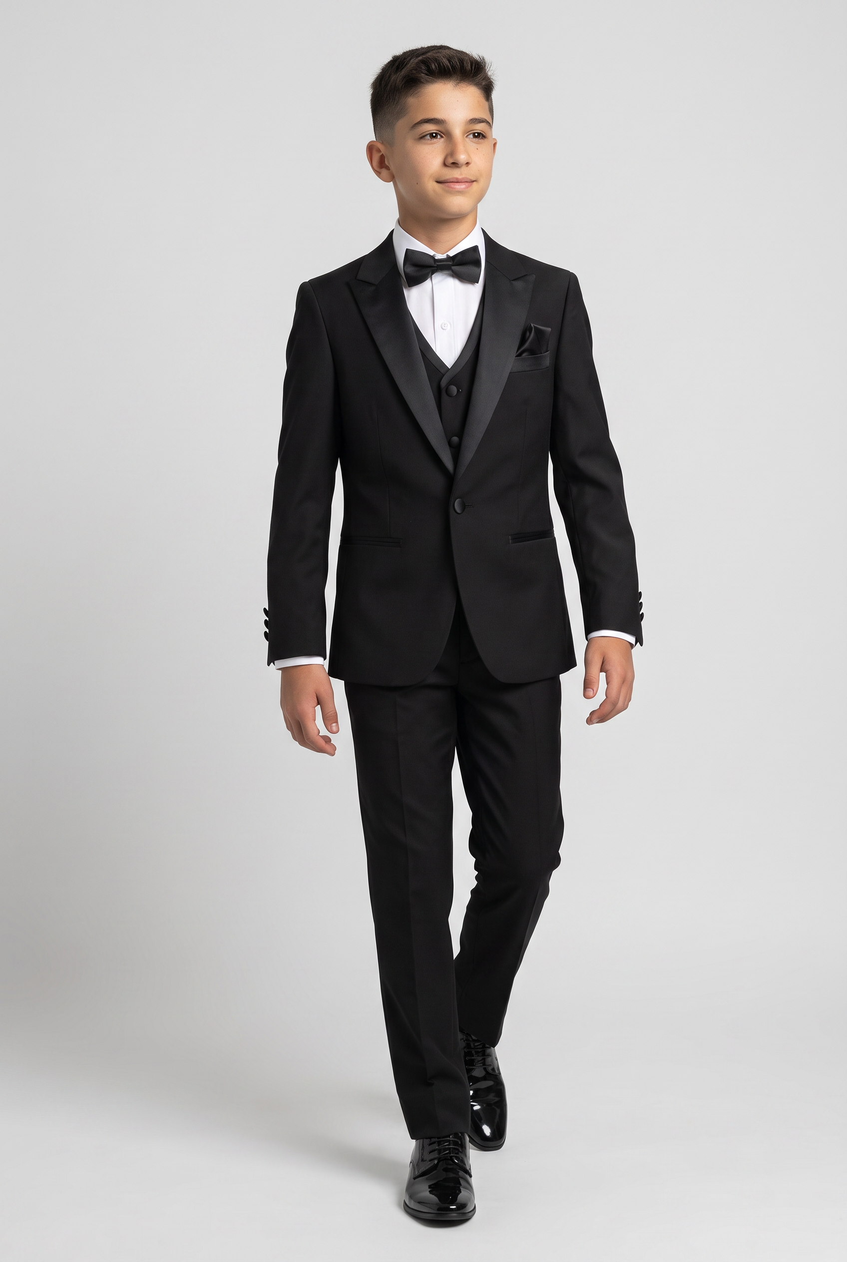 Boys Peak Lapel Tuxedo Dinner Suit - HARRY Black - Black