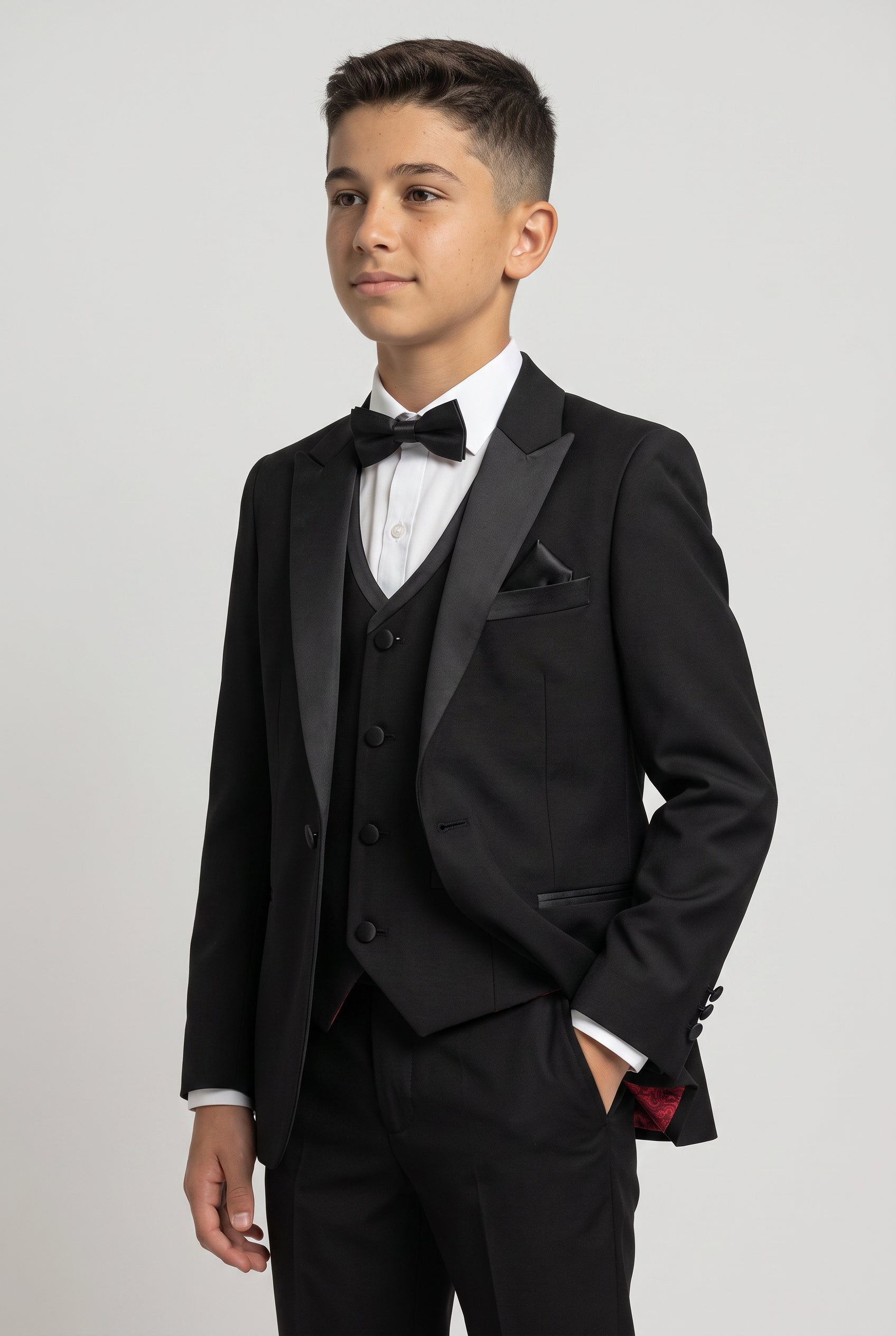 Boys Peak Lapel Tuxedo Dinner Suit - HARRY Black - Black