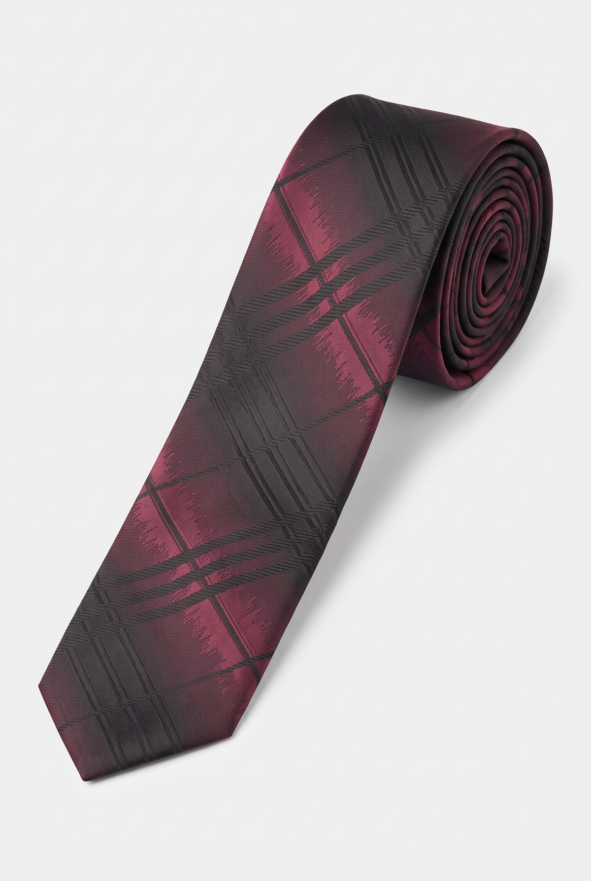 Boys Plaid Checkered Tie Black and Red