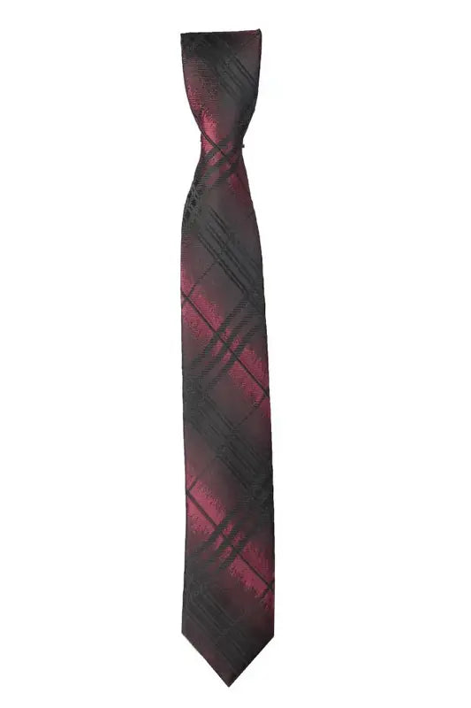 Boys Plaid Checkered Tie Black and Red