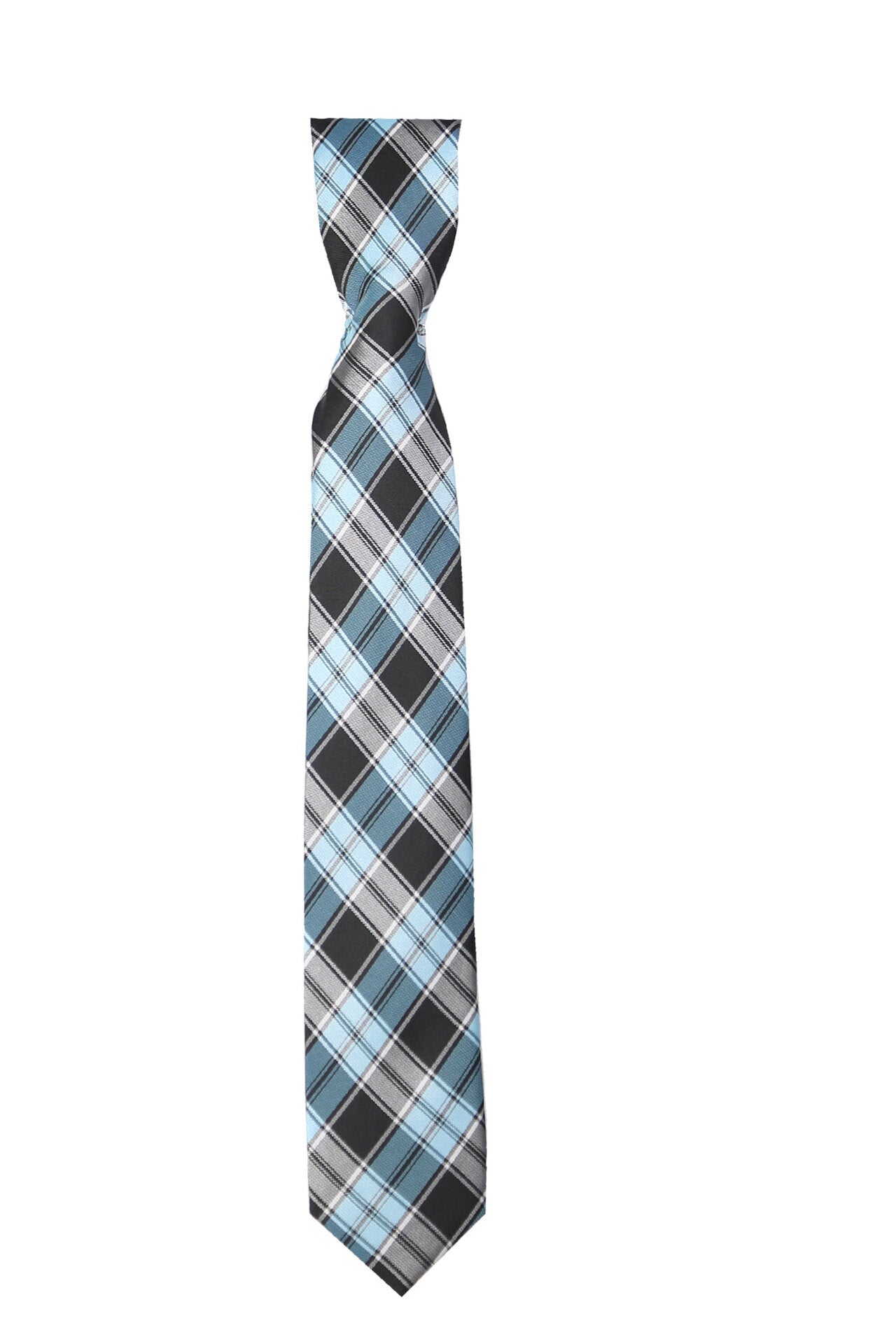 Boys Plaid Checkered Tie Blue and Black