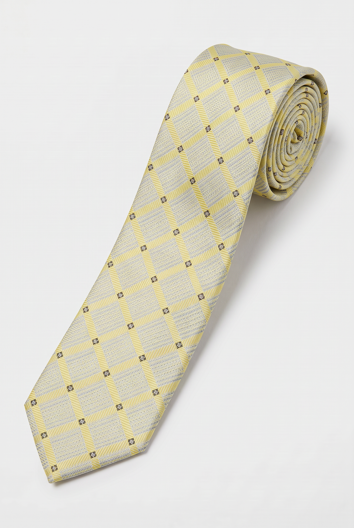 Boys Plaid Checkered Tie Cream and Gold