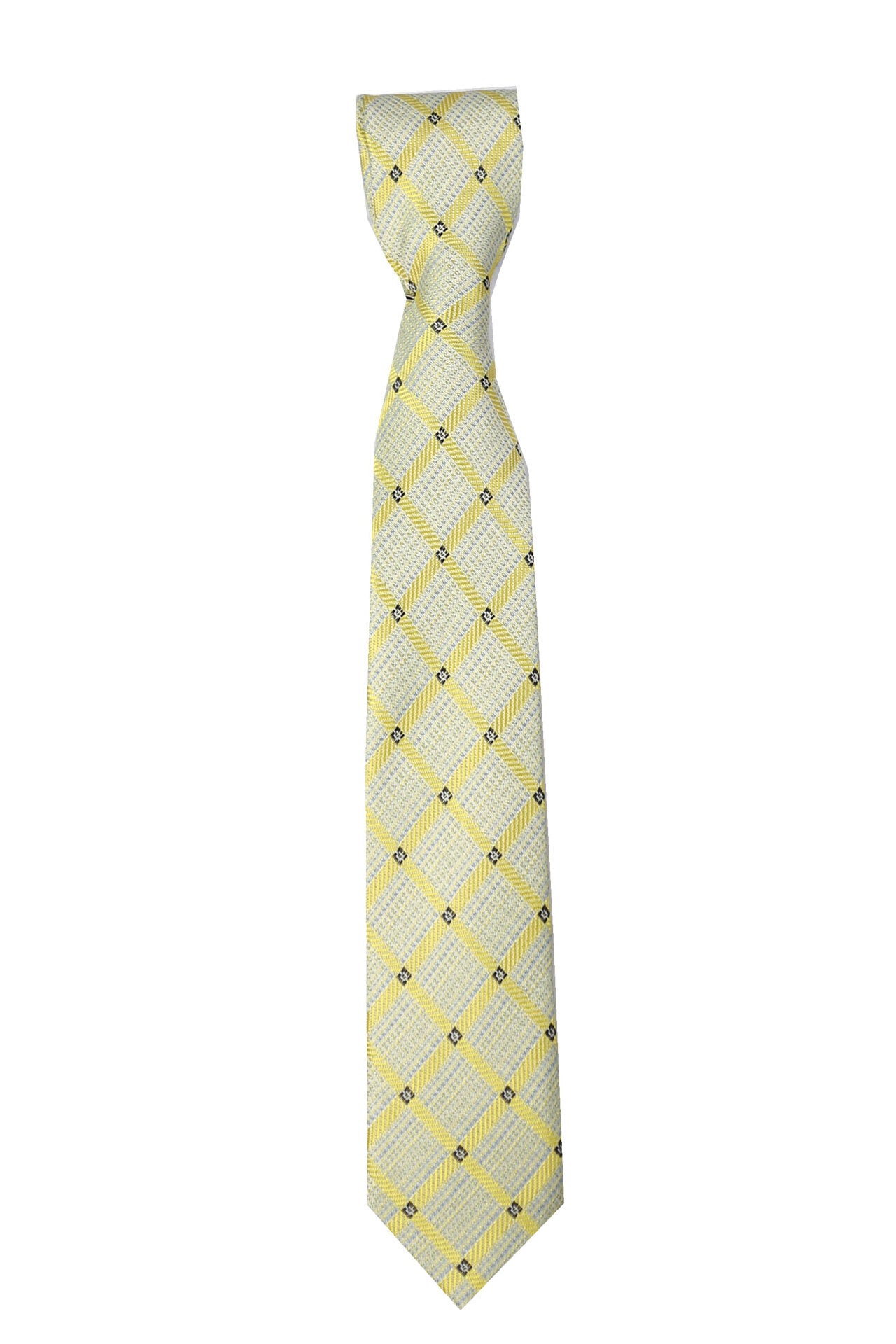 Boys Plaid Checkered Tie Cream and Gold