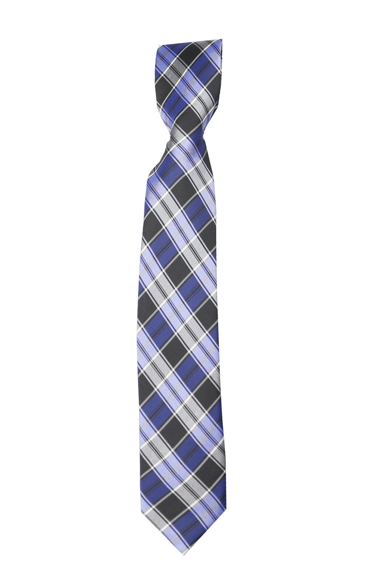 Boys Plaid Checkered Tie Navy and Black