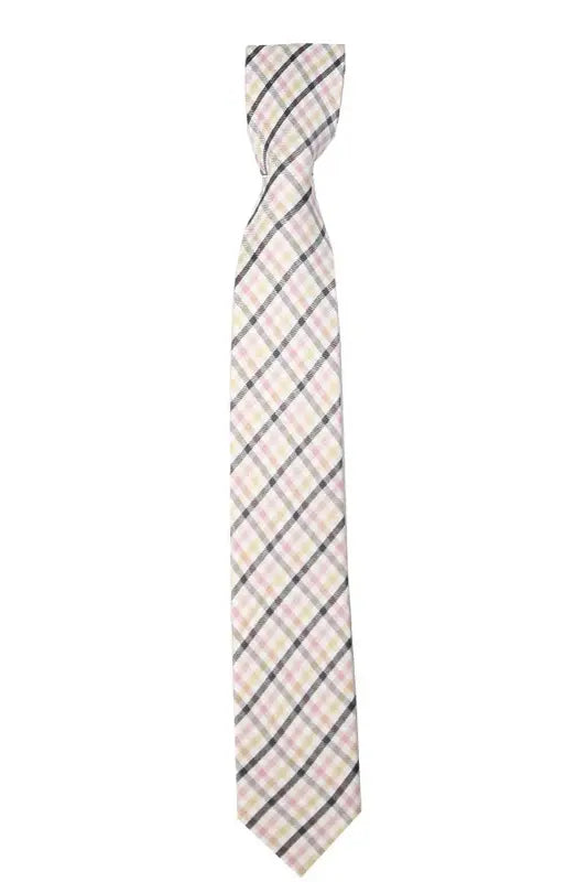 Boys Plaid Checkered Tie Pink and Black