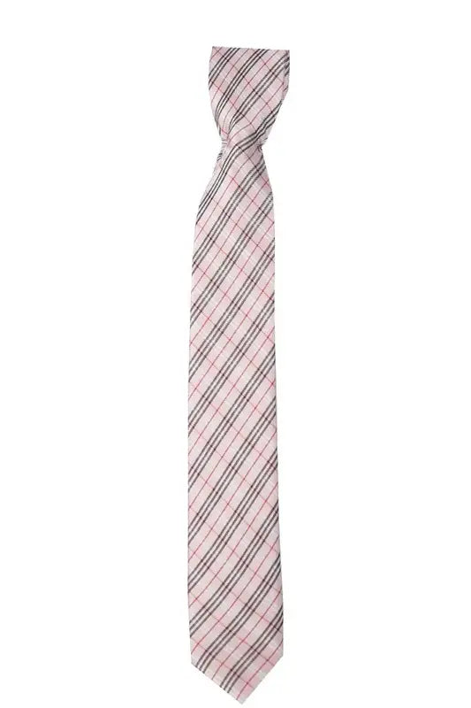 Boys Plaid Checkered Tie Pink and Red