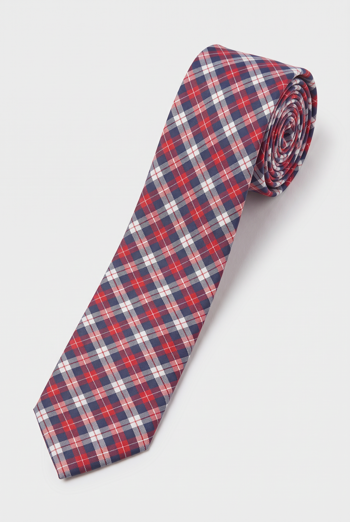 Boys Plaid Checkered Tie Red and Navy