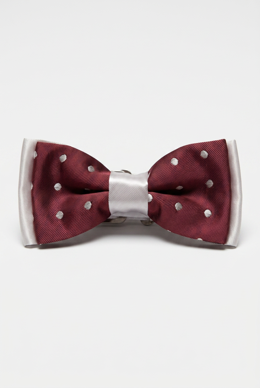 Boys’ Pre-Tied Bow Tie with Adjustable Neck Strap - Burgundy White