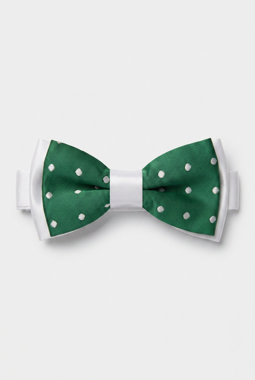 Boys’ Pre-Tied Bow Tie with Adjustable Neck Strap - Green White