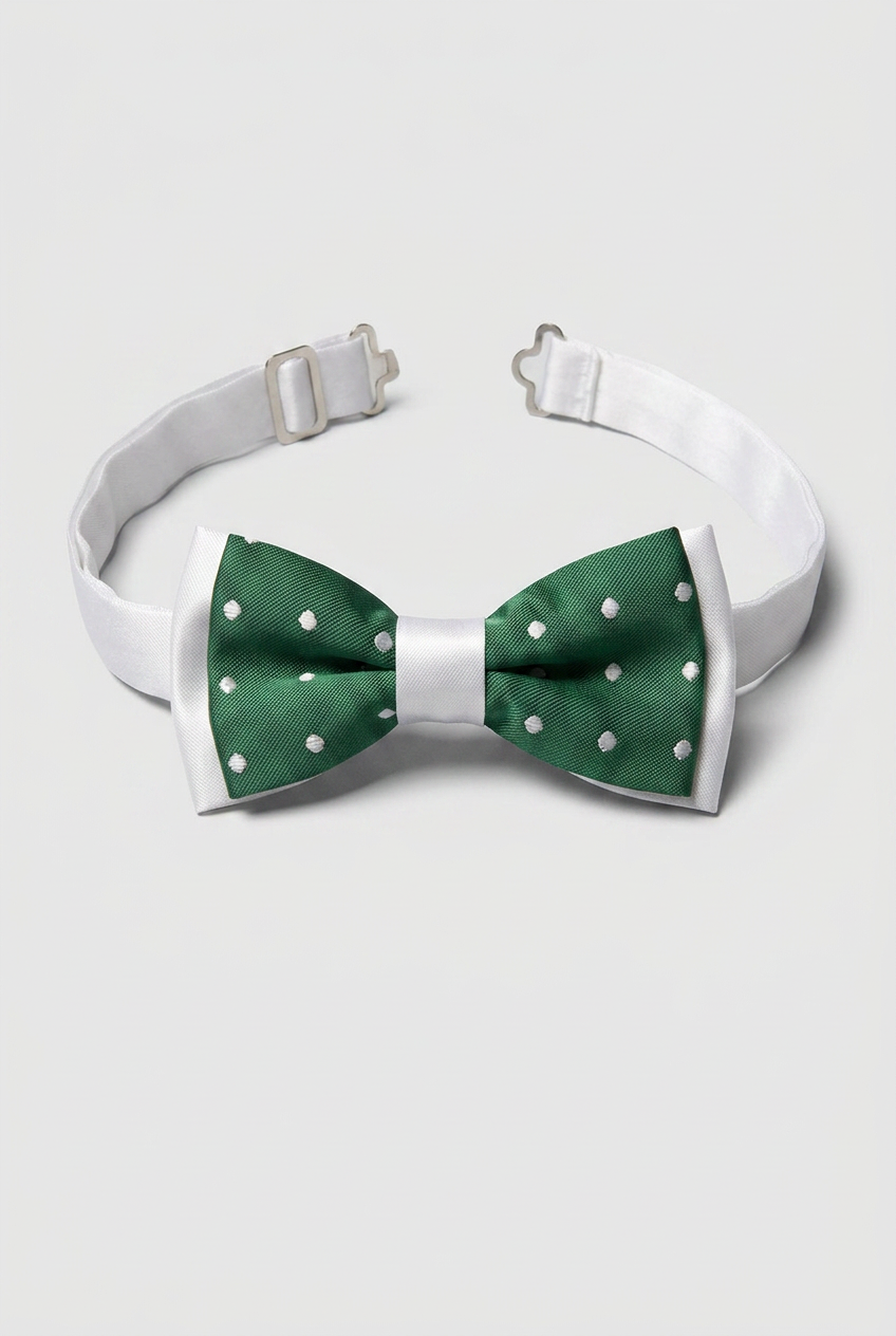 Boys’ Pre-Tied Bow Tie with Adjustable Neck Strap - Green White