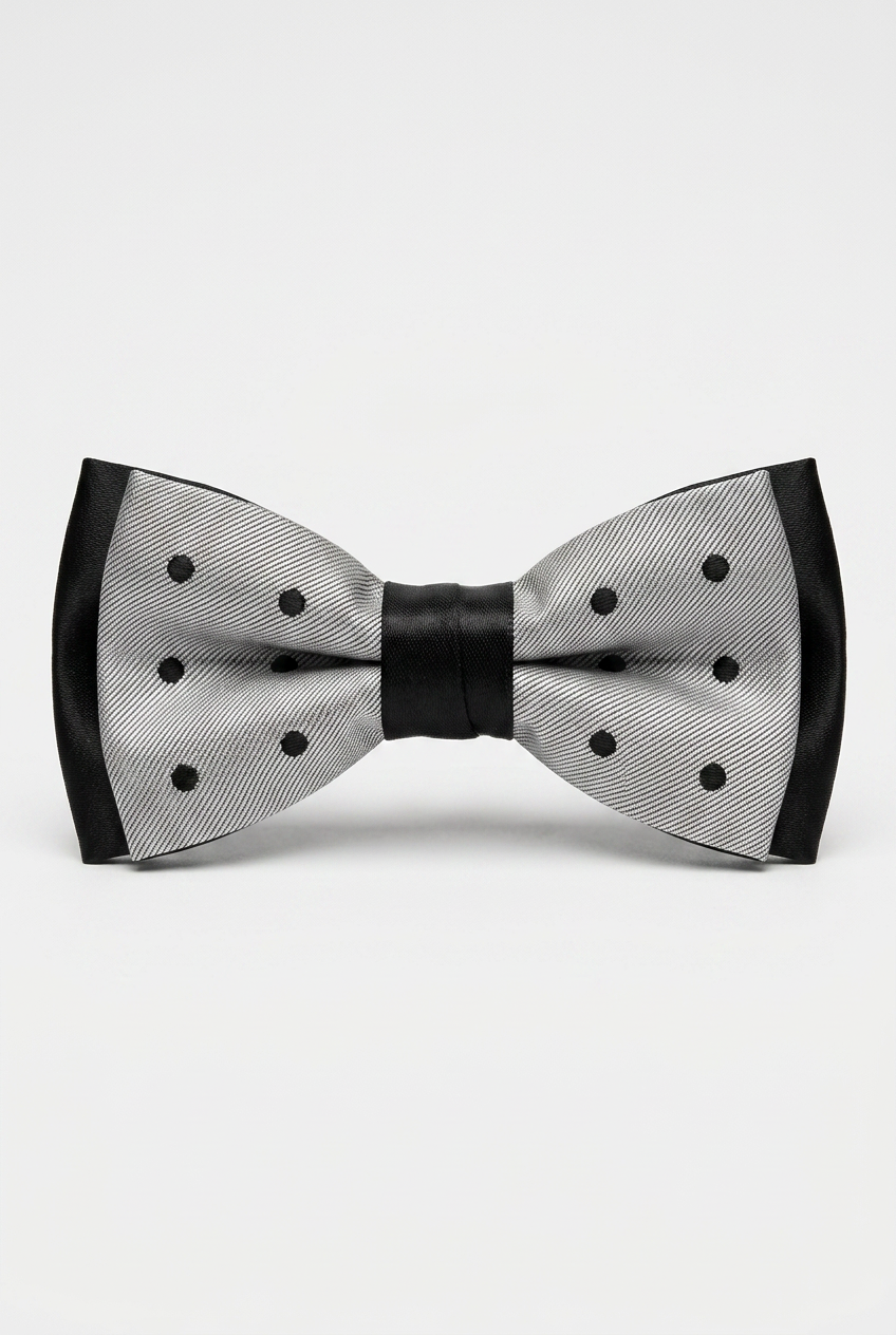 Boys’ Pre-Tied Bow Tie with Adjustable Neck Strap - Grey Black