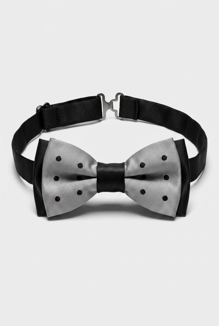 Boys’ Pre-Tied Bow Tie with Adjustable Neck Strap - Grey Black