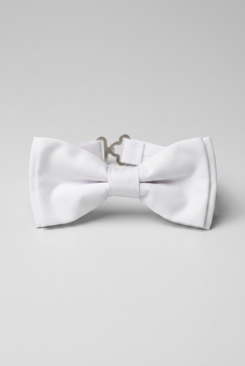 Boys’ Pre-Tied Bow Tie with Adjustable Neck Strap - White