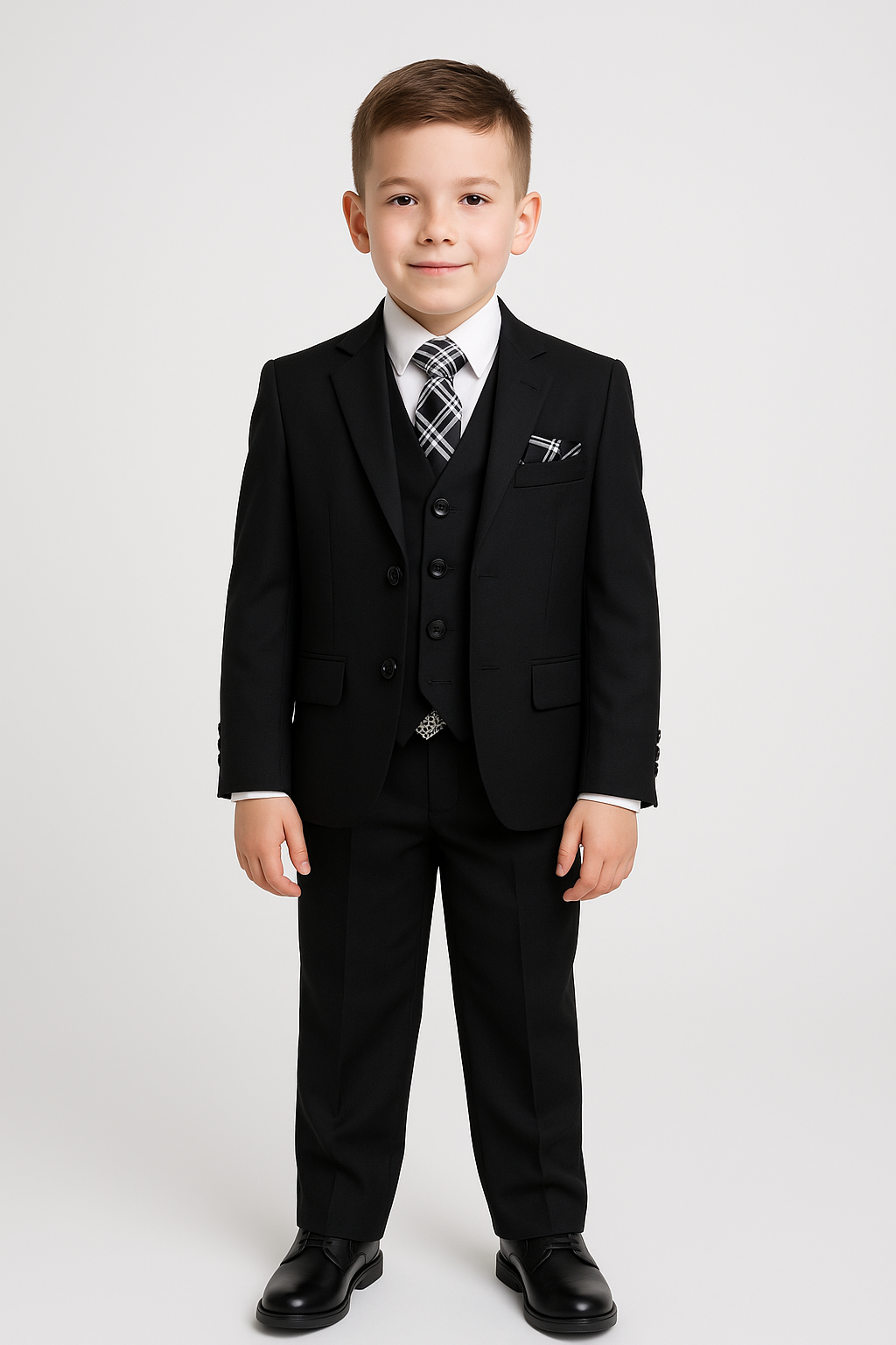 Boys Regular Fit All In One Suit - Black Model Front Picture