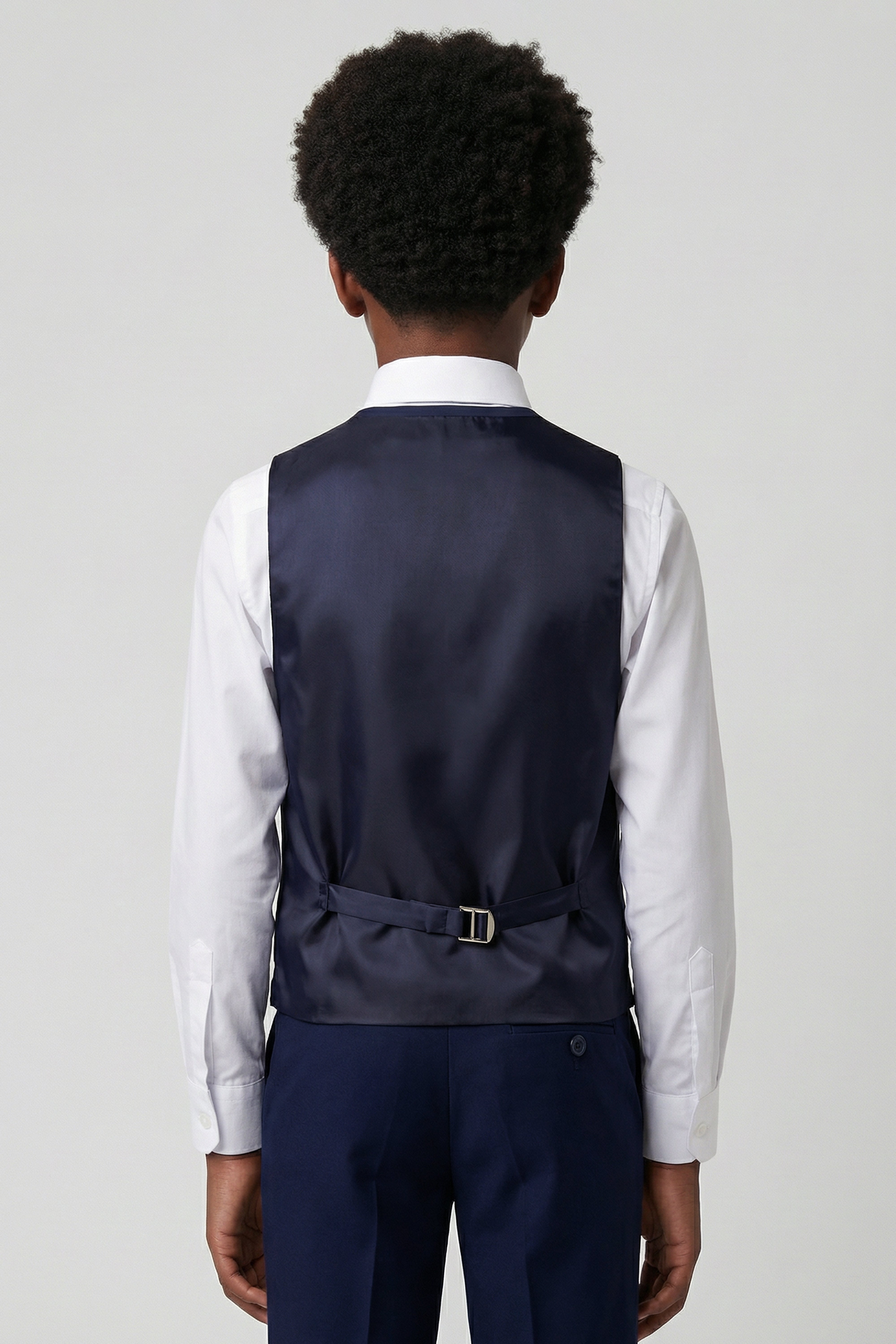 Boys Satin Lapel Paisley Floral Tuxedo Suit Set - Navy