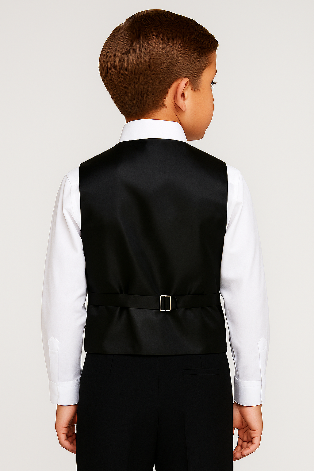Boys Satin Waistcoat & Cravat Set - Burgundy Back Picture