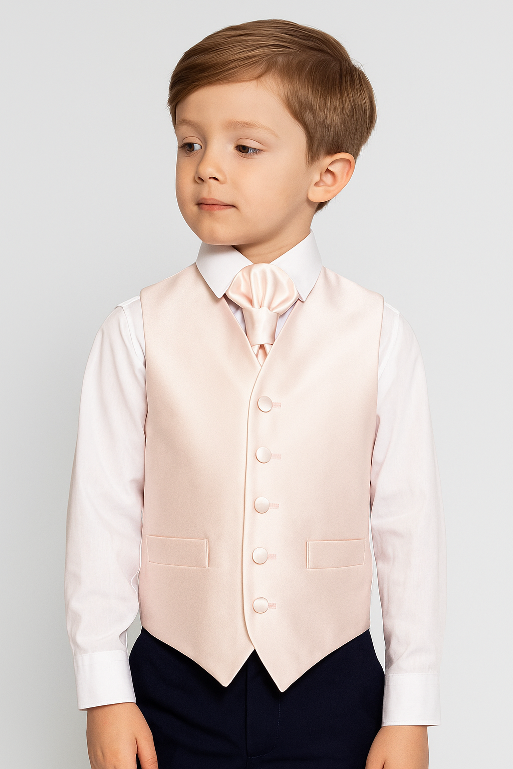Boys Satin Waistcoat & Cravat Set - Pink