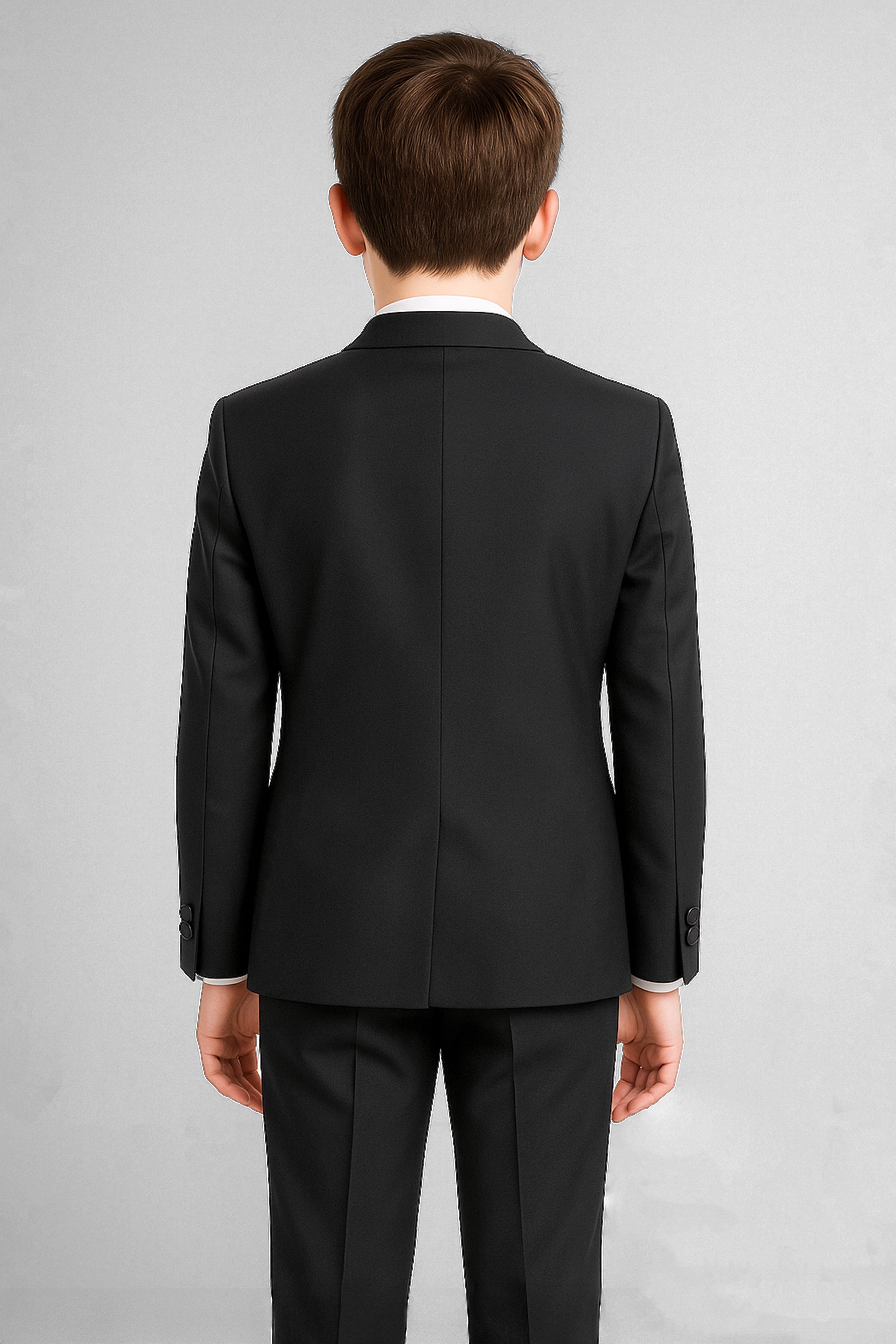 Boys Sheen Lapel Tuxedo Dinner Suit - Black Back Picture