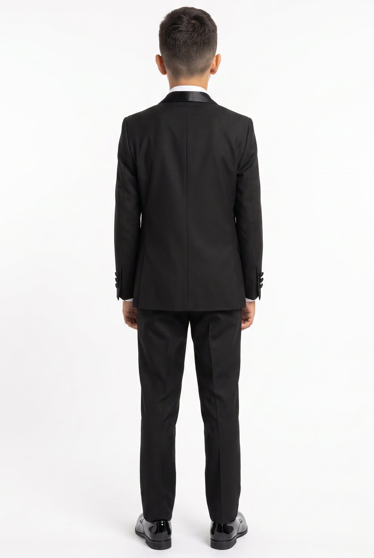 Boys Sheen Lapel Tuxedo Suit - Black