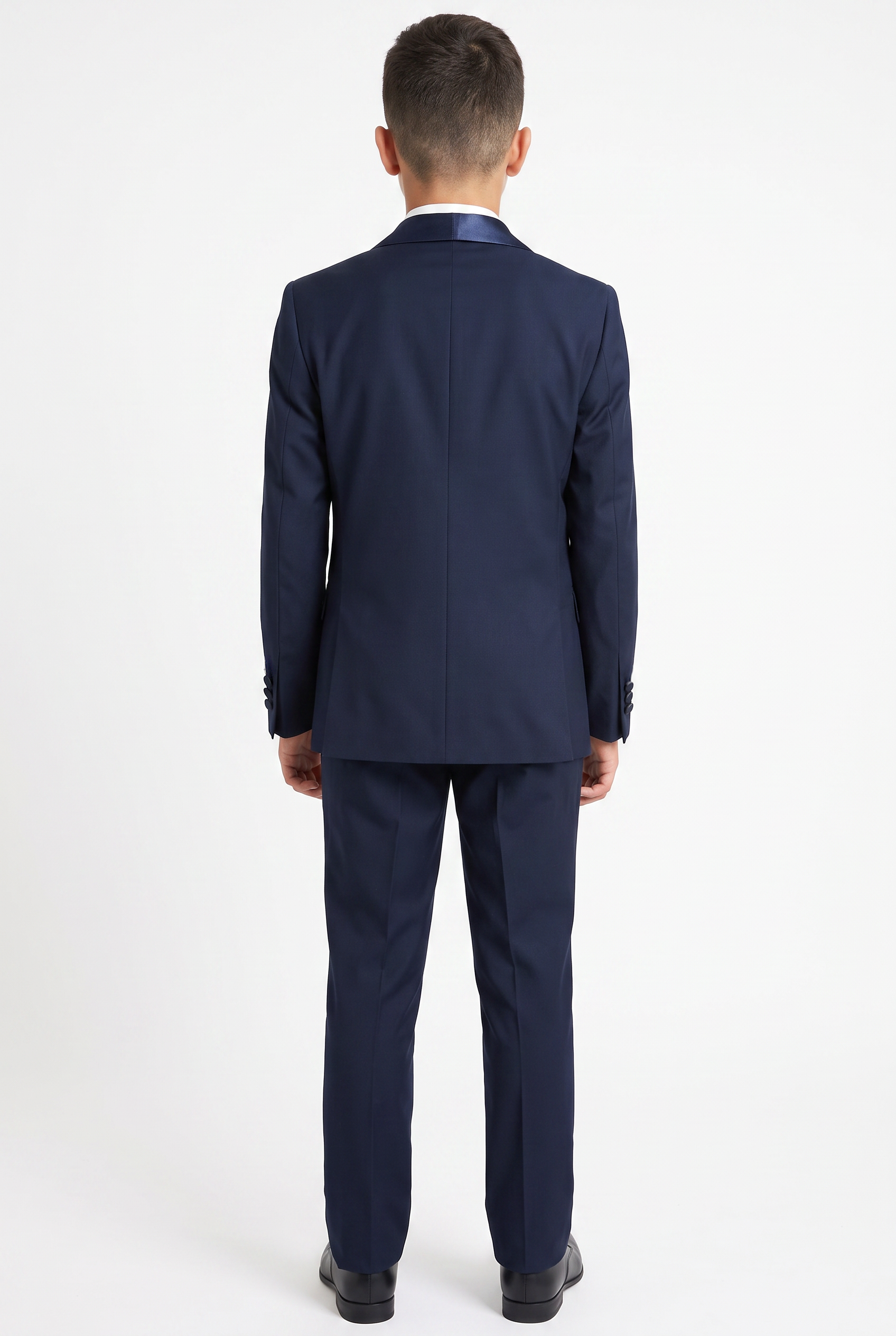 Boys Sheen Lapel Tuxedo Suit - Navy Blue