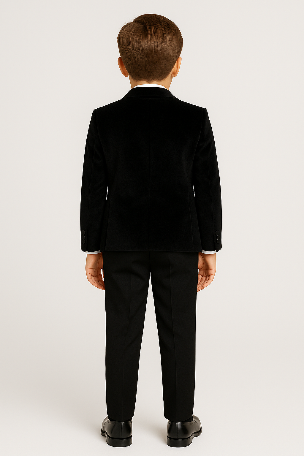 Boys Sheen Lapel Velvet Tuxedo Suit - Black