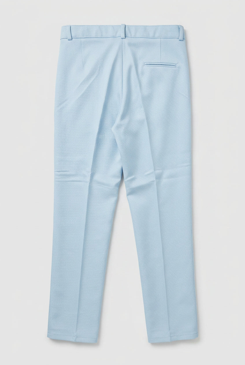 Boys' Slim Fit Textured Waistcoat Suit Set, Formal Outfit - Light Blue