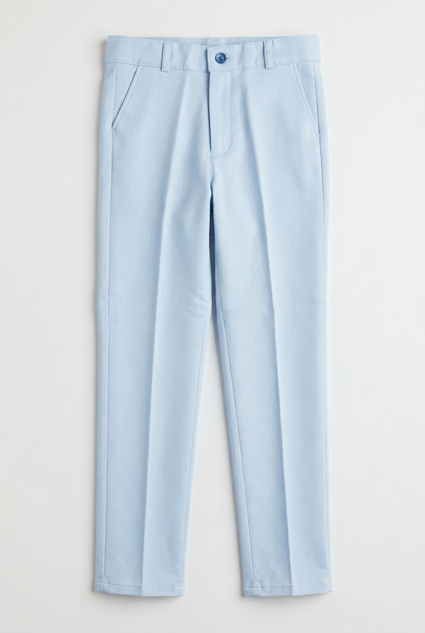 Boys' Slim Fit Textured Waistcoat Suit Set, Formal Outfit - Light Blue