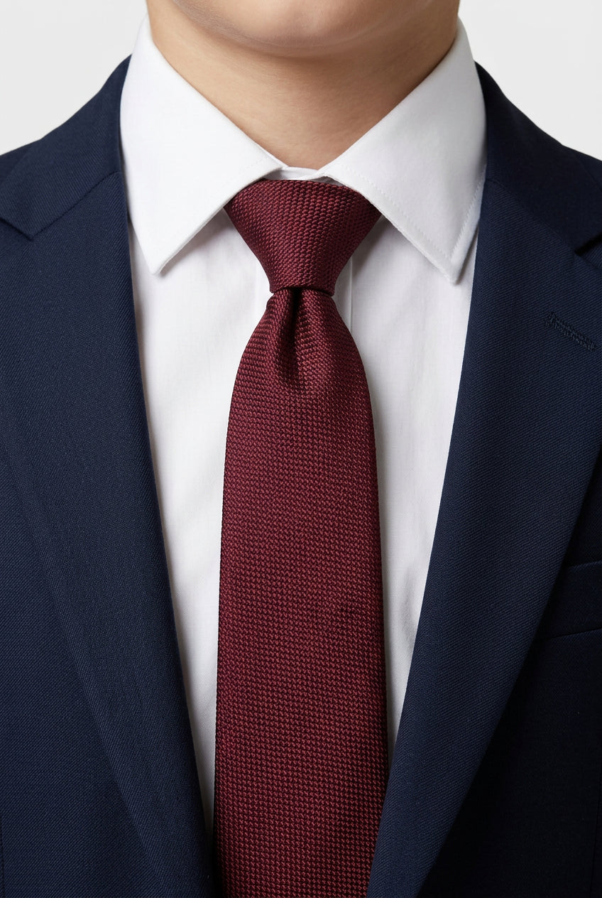Boys' Slim Pre-Tied Textured Formal Tie - Burgundy