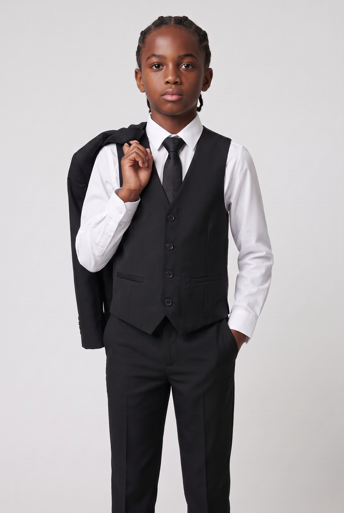 Boys Slim Fit Formal Black Suit - Cavani MARCO Black