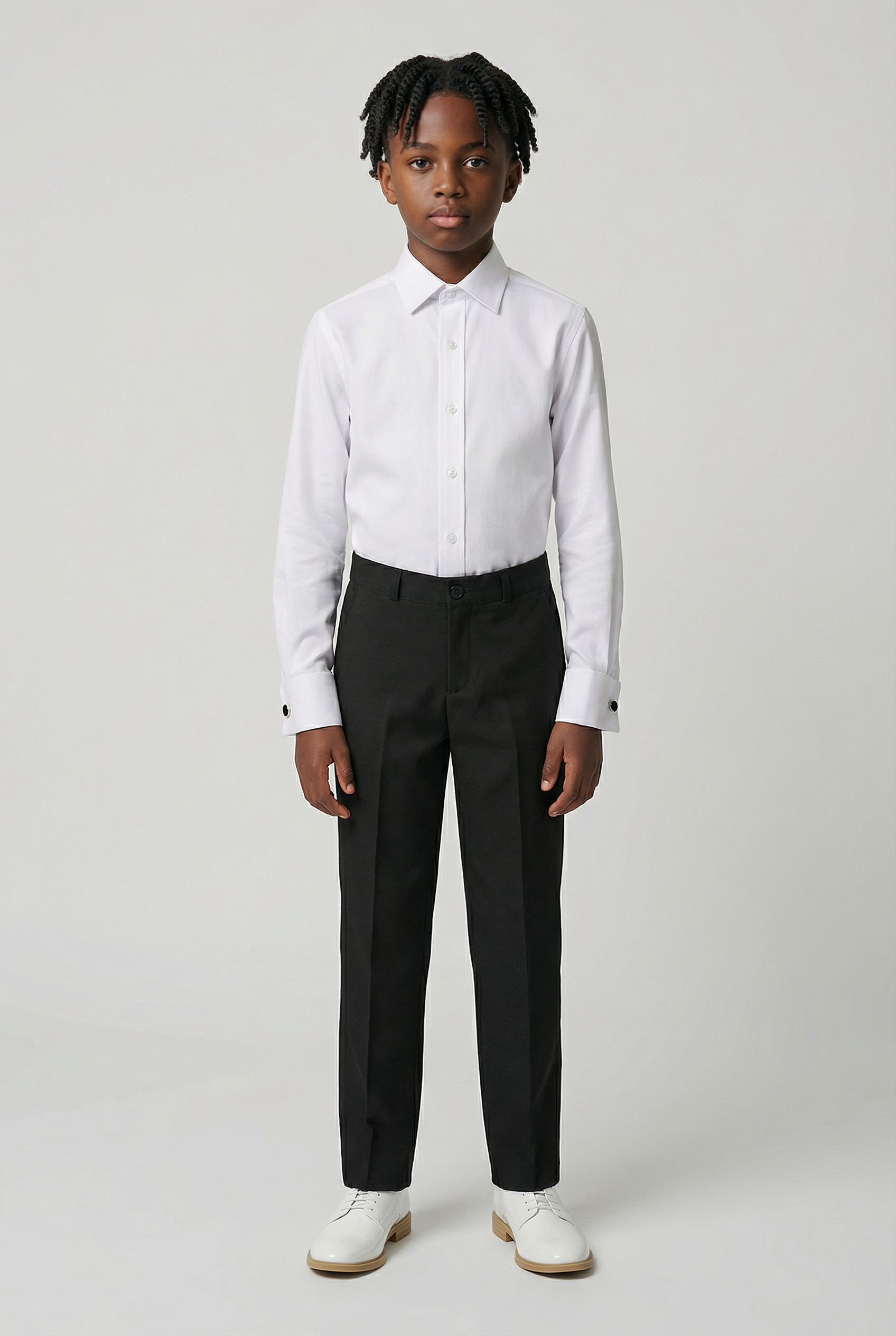 Boys Slim Fit Formal Trousers with Adjustable Waist - Black