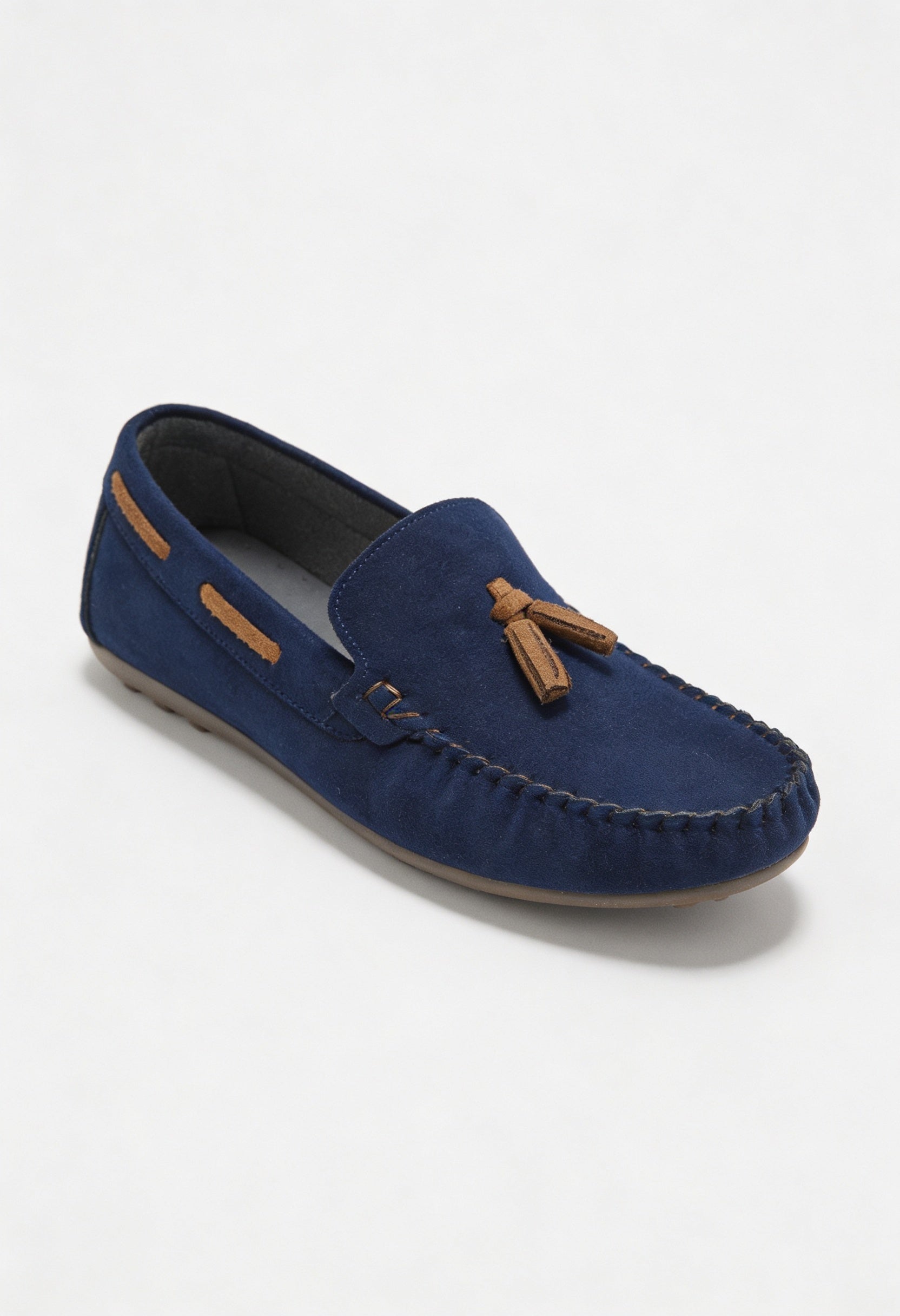 Boys Slip on Tassel Suede Penny Loafer - BABYLON - Navy