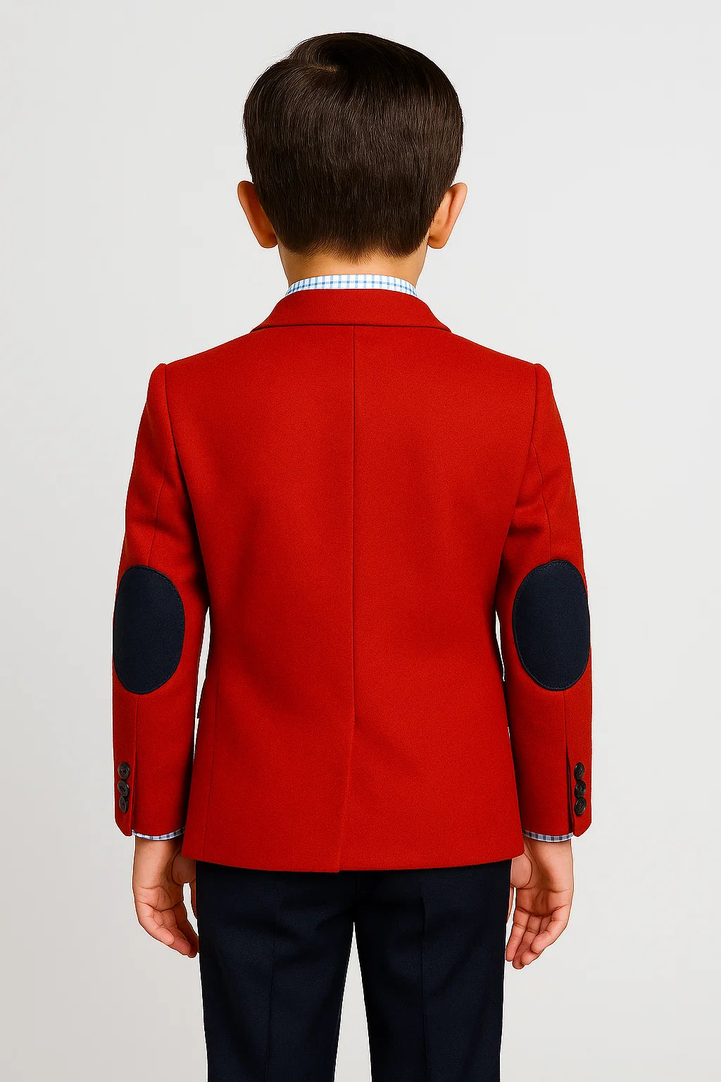 Boys Soft Suede Red Suit Set with Elbow Patches - Red -Blue