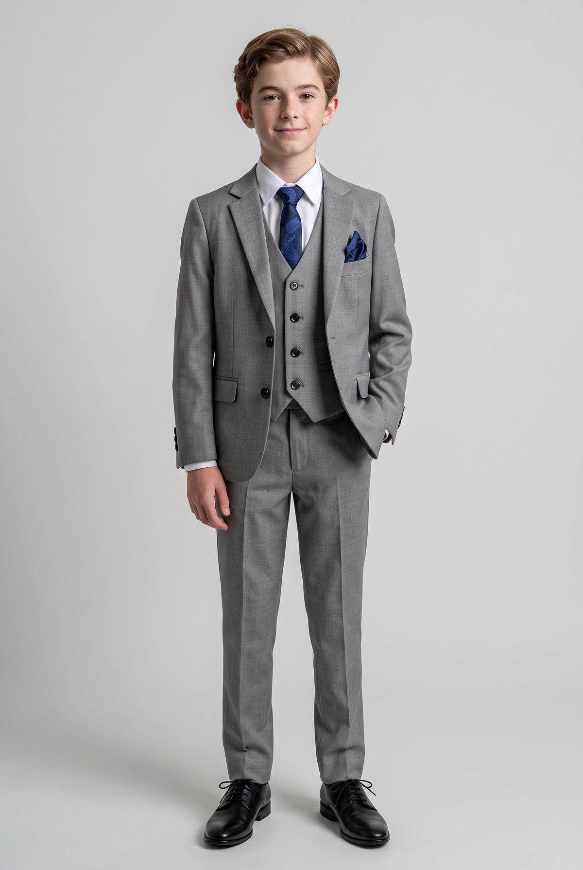 Boys Tailored Fit Black Suit - PARKER - Light Grey