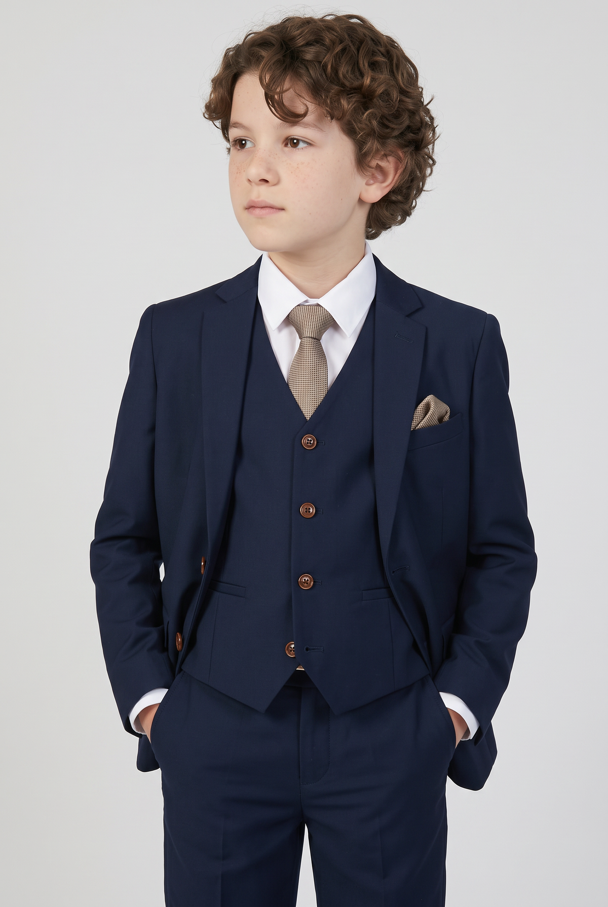 Boys 3-Piece Tailored Fit Blue Suit - Paul Andrew MAYFAIR Navy