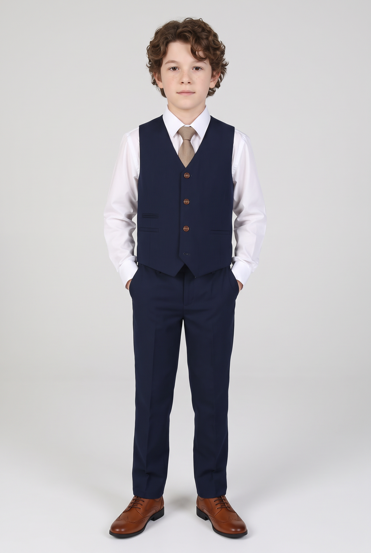 Boys 3-Piece Tailored Fit Blue Suit - Paul Andrew MAYFAIR Navy