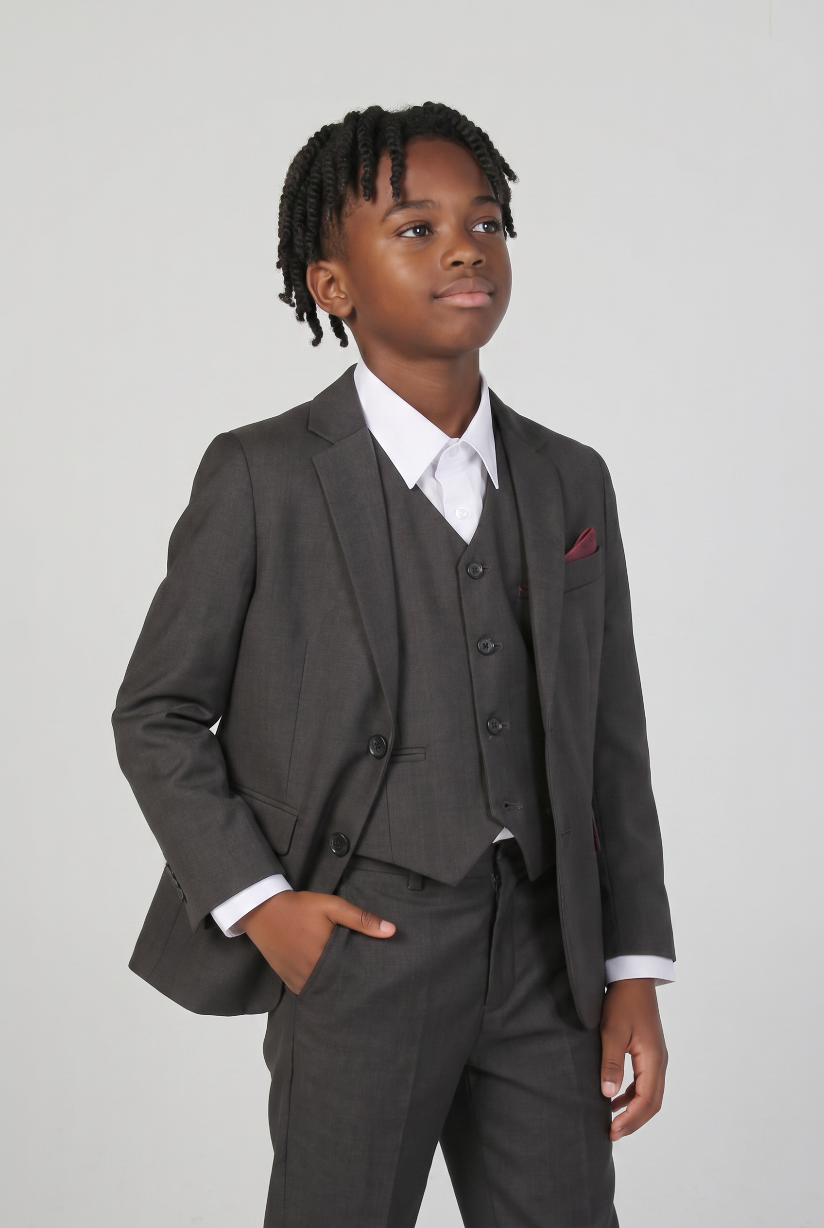 Boys Tailored Fit Formal Suit - Charcoal Grey