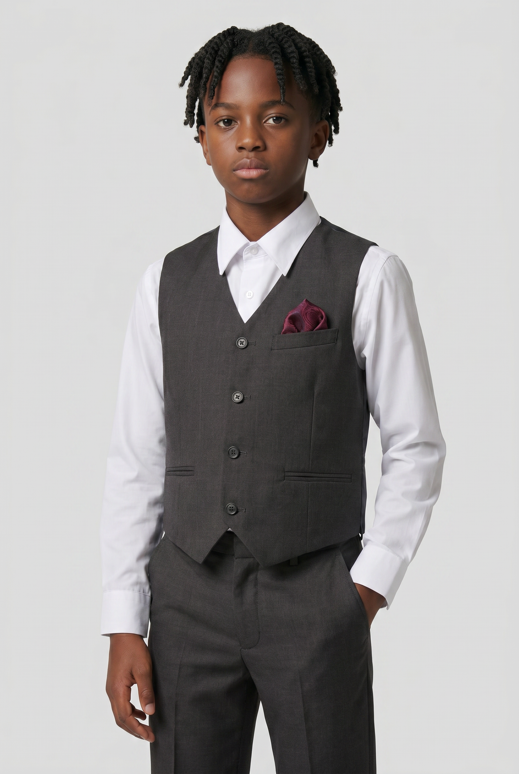 Boys Tailored Fit Formal Suit - Charcoal Grey