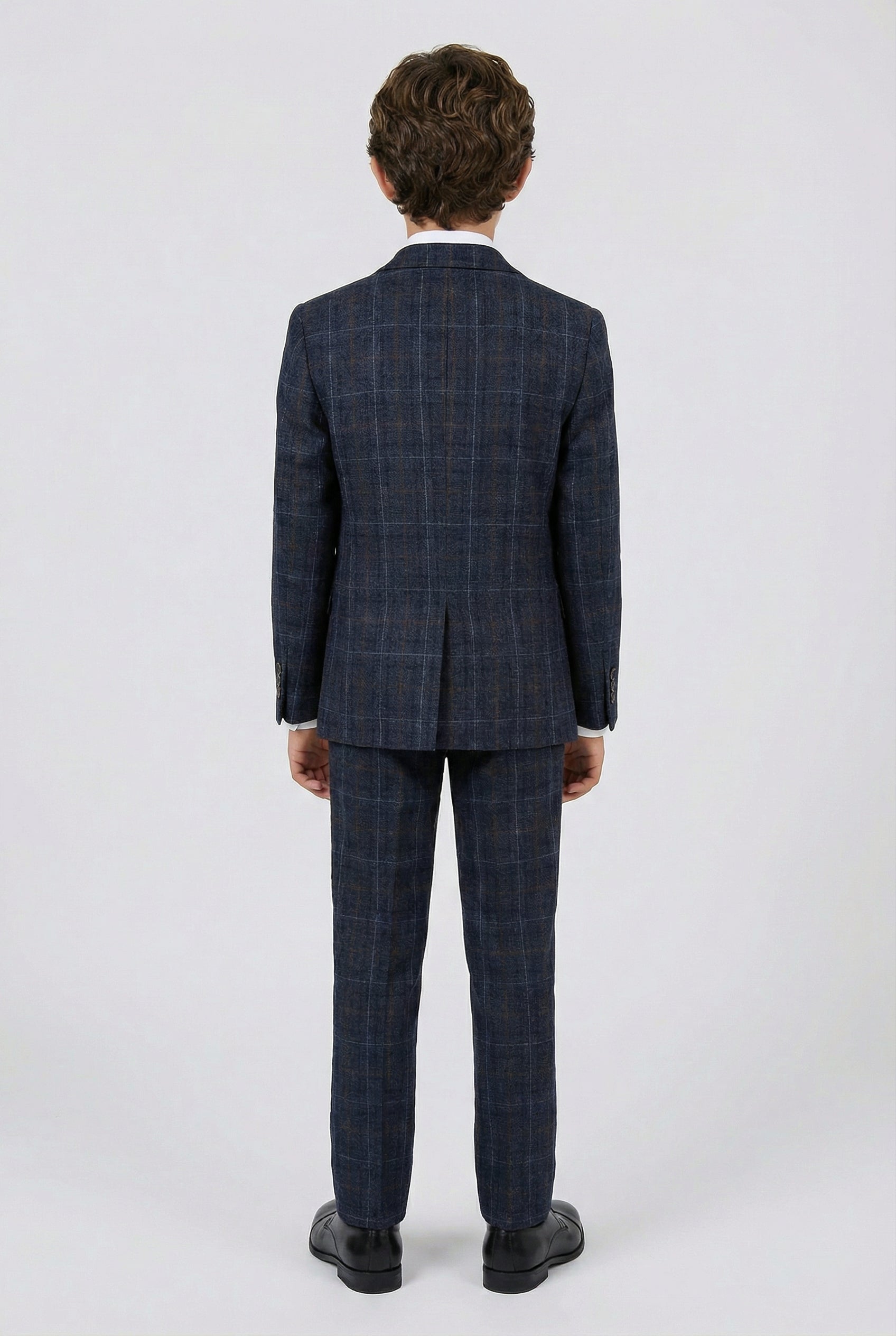 Boys Tailored Fit Retro Check Suit - ANTHONY NAVY