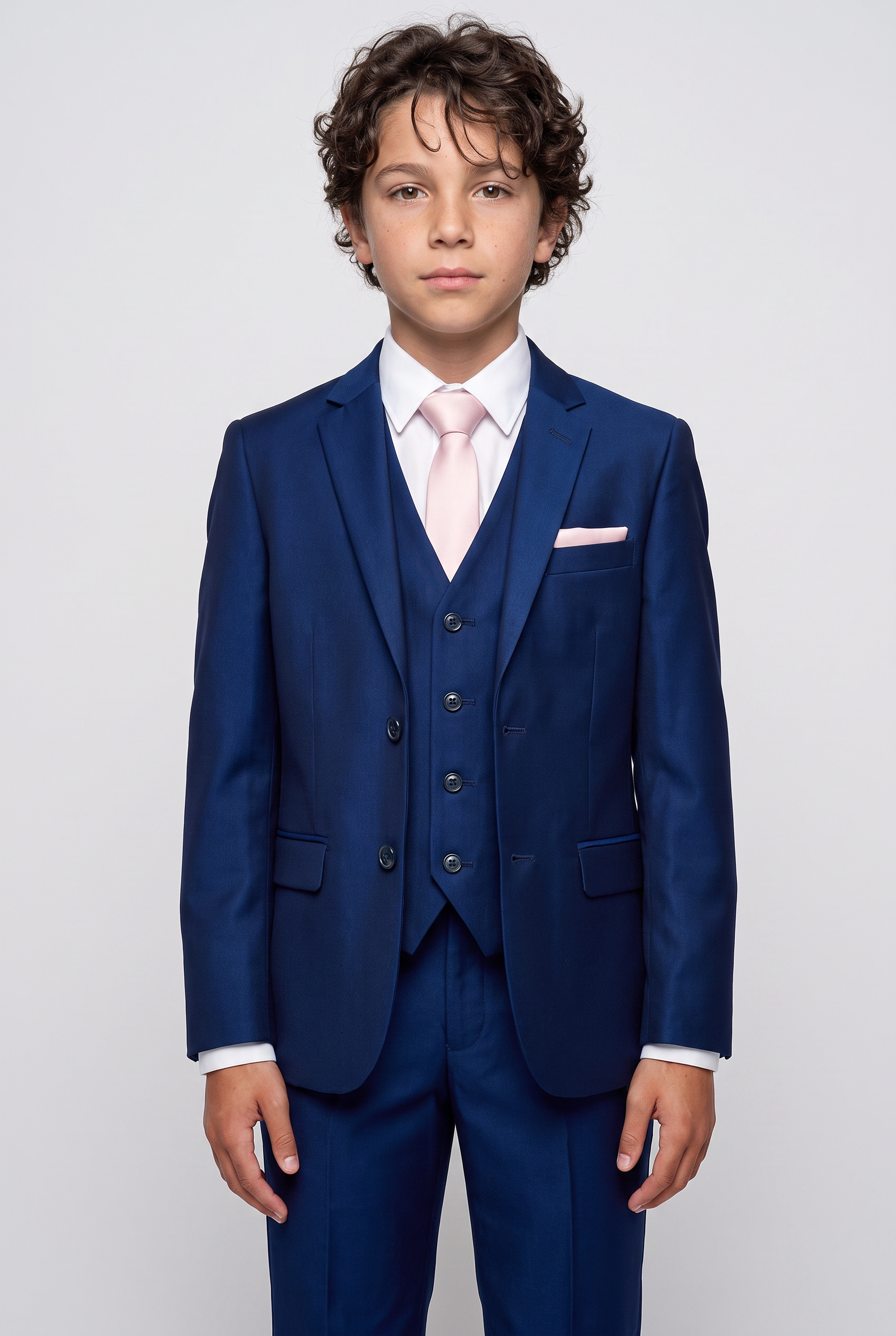 Boys Tailored Fit Sheen Effect Blue Suit - KINGSLEY - Royal Blue