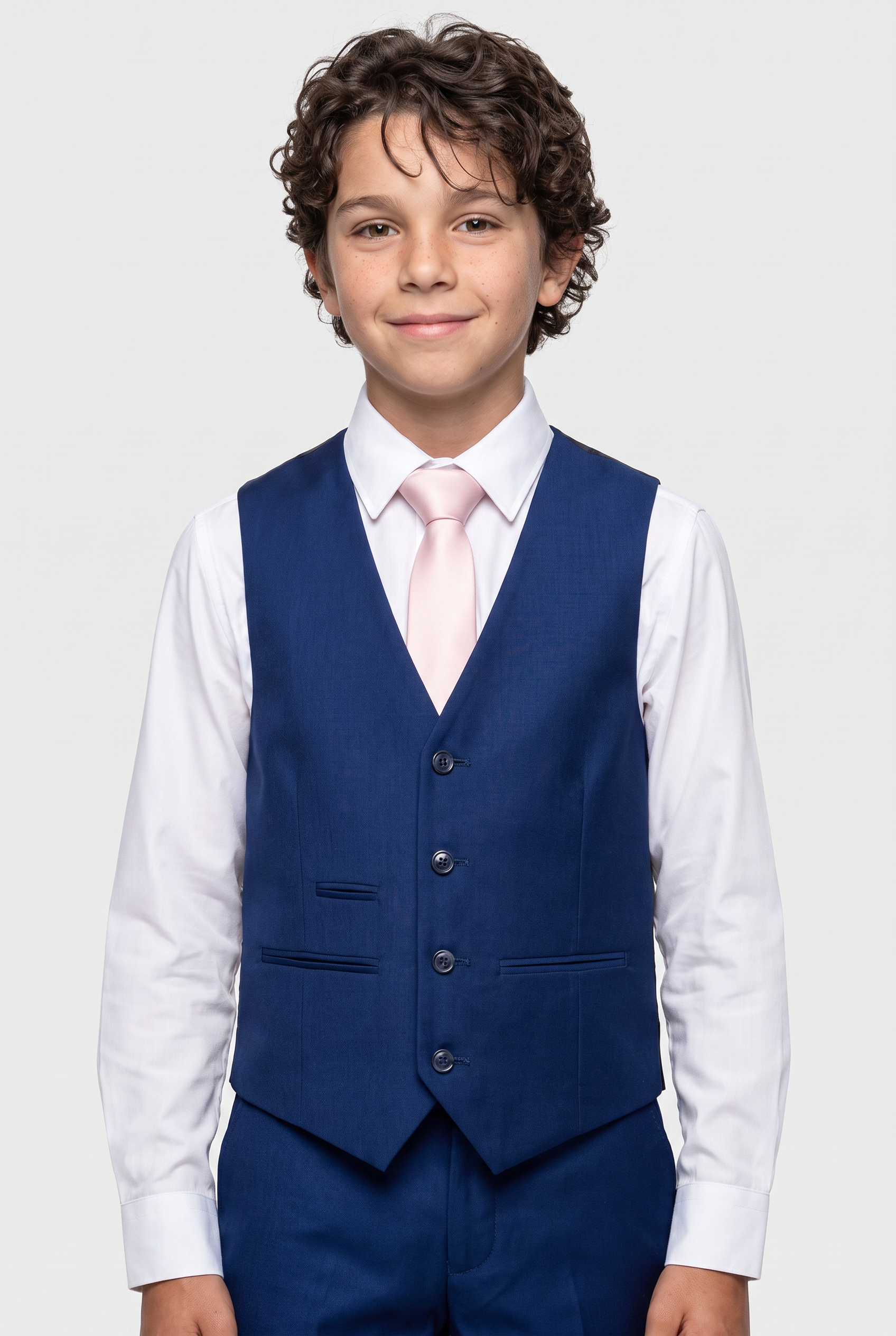 Boys Tailored Fit Sheen Effect Blue Suit - KINGSLEY - Royal Blue