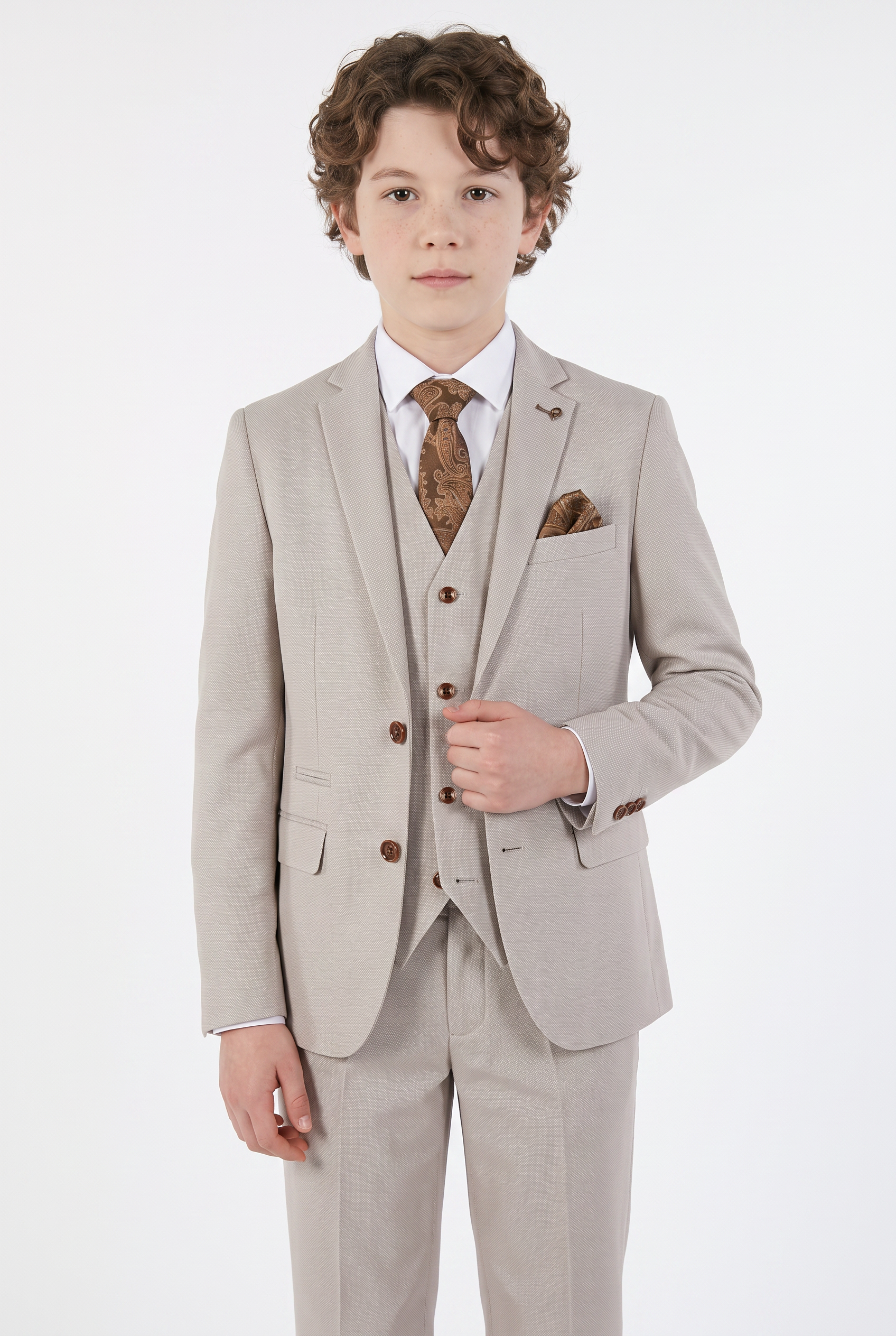 Boys Tailored Fit Suit - MAYFAIR - Stone Beige