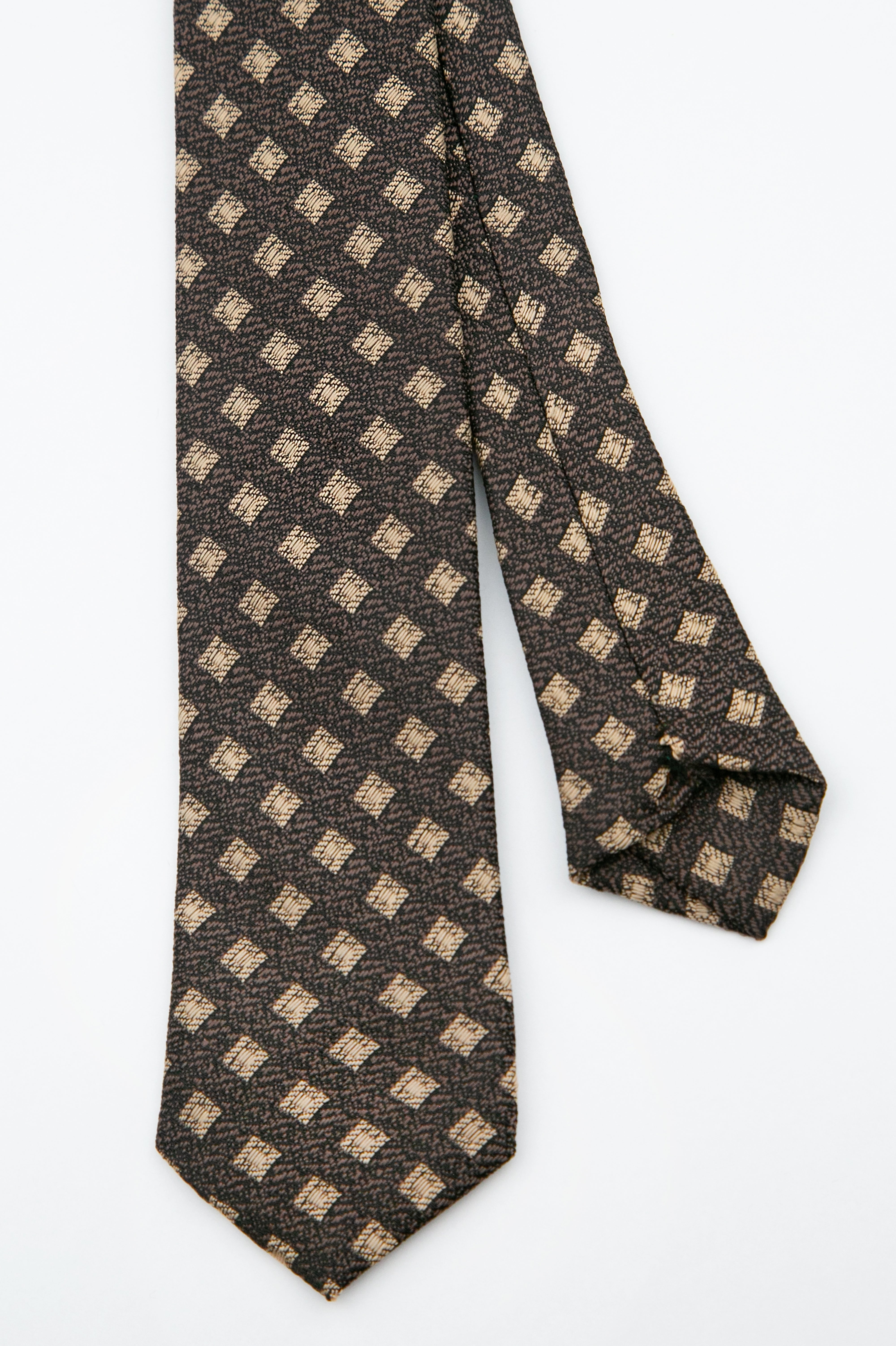 Boys’ Textured Diamond Slim Tie & Hanky Set - Brown
