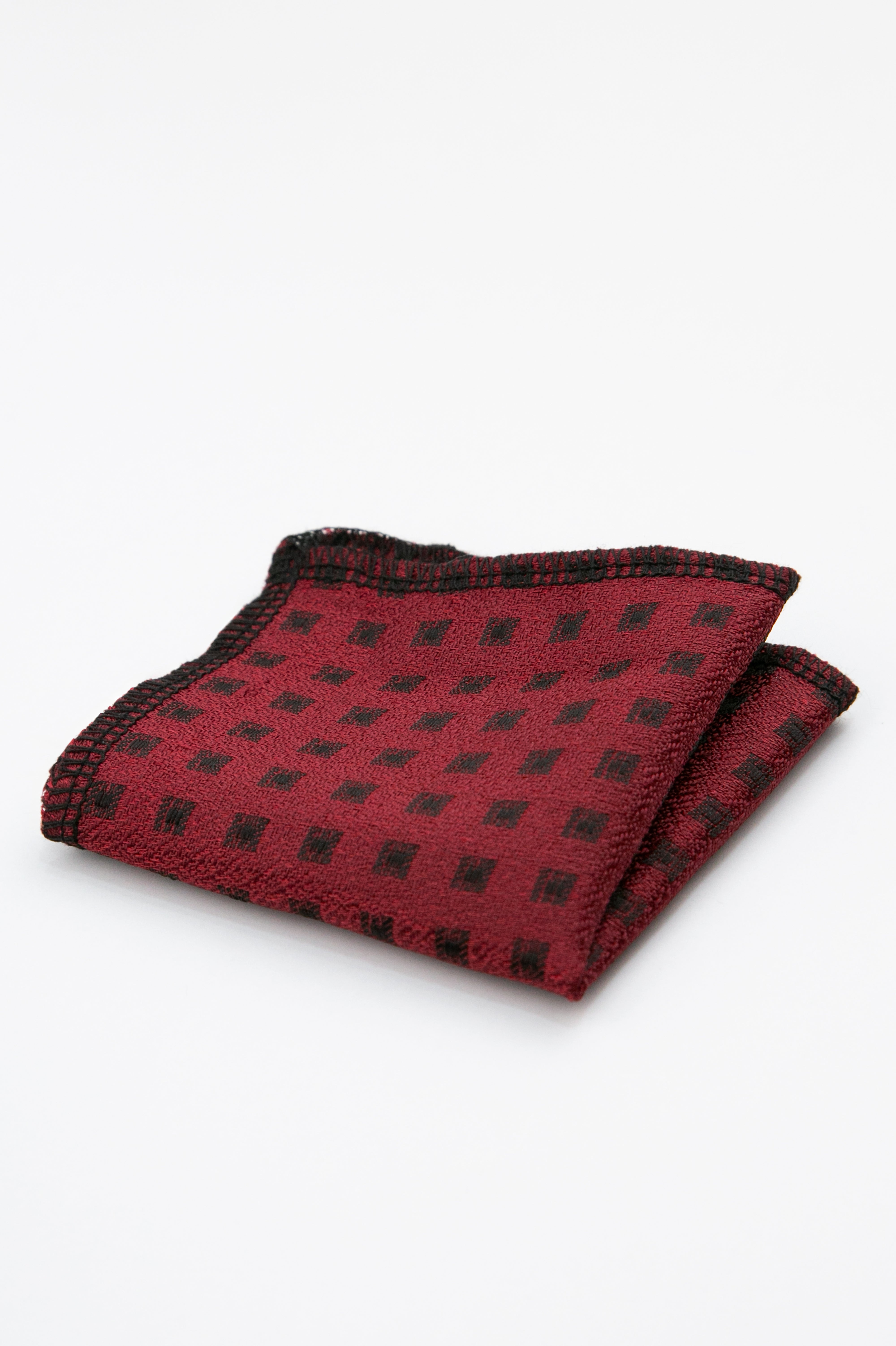 Boys’ Textured Diamond Slim Tie & Hanky Set - Burgundy Hanky Picture