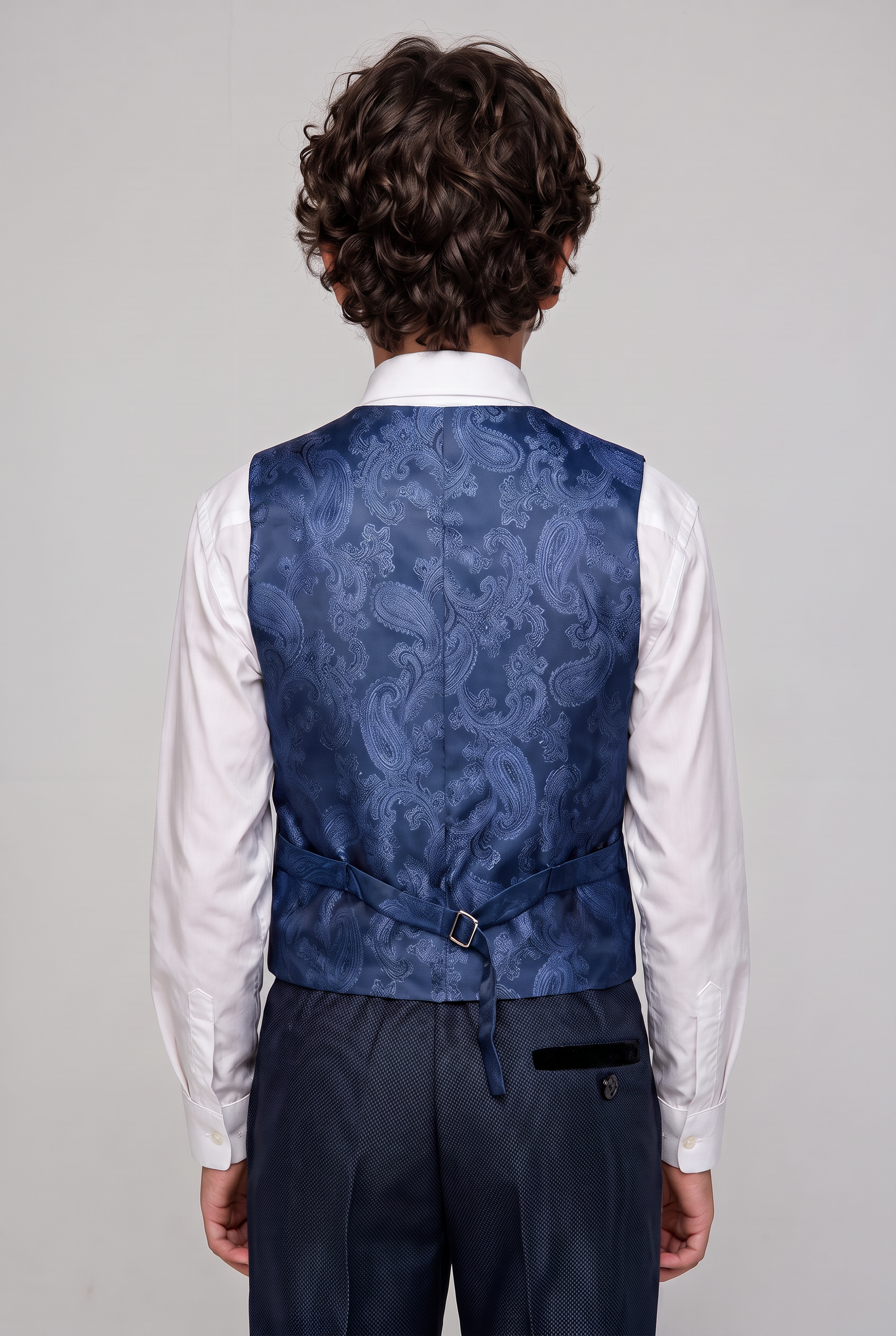 Boys Textured Formal Navy Suit - ARTHUR - Navy Blue