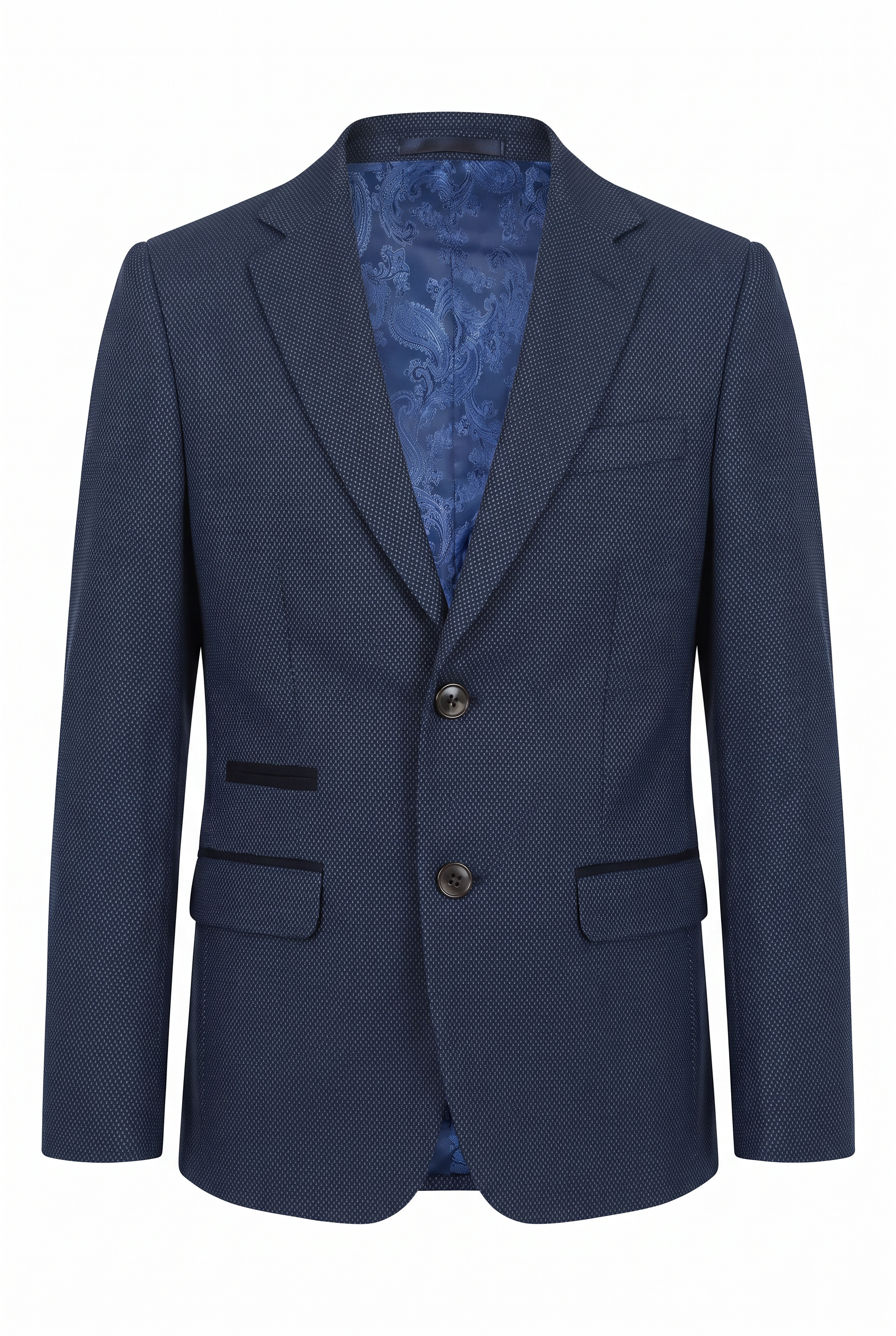 Boys Textured Formal Navy Suit - ARTHUR - Navy Blue