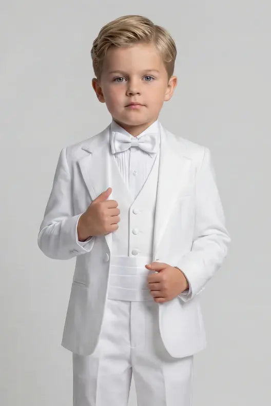 Boys Tuxedo Suit Set - White